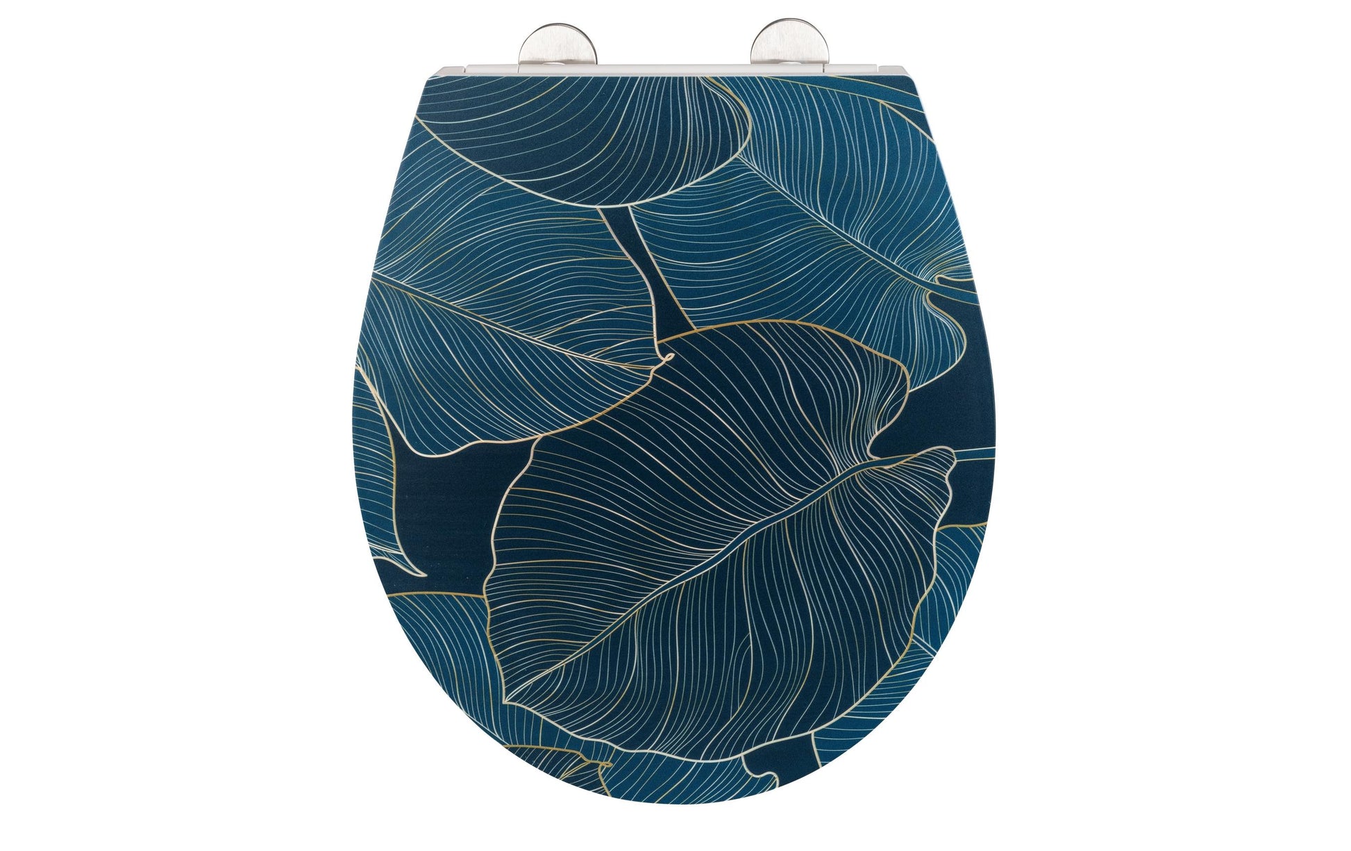WENKO Big Leaves – WC-Sitz – Duroplast, Blau, Grün, mit Deckel, Soft-Close, 38 × 44,5 cm