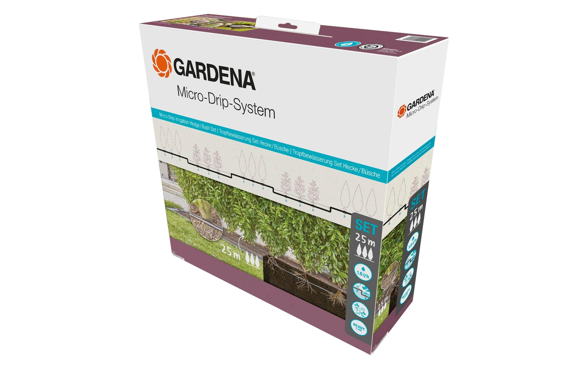 Gardena Micro-Drip-System – Schlauchlänge 25 m, Kunststoff, Weiss/Türkis, mit Druckregler