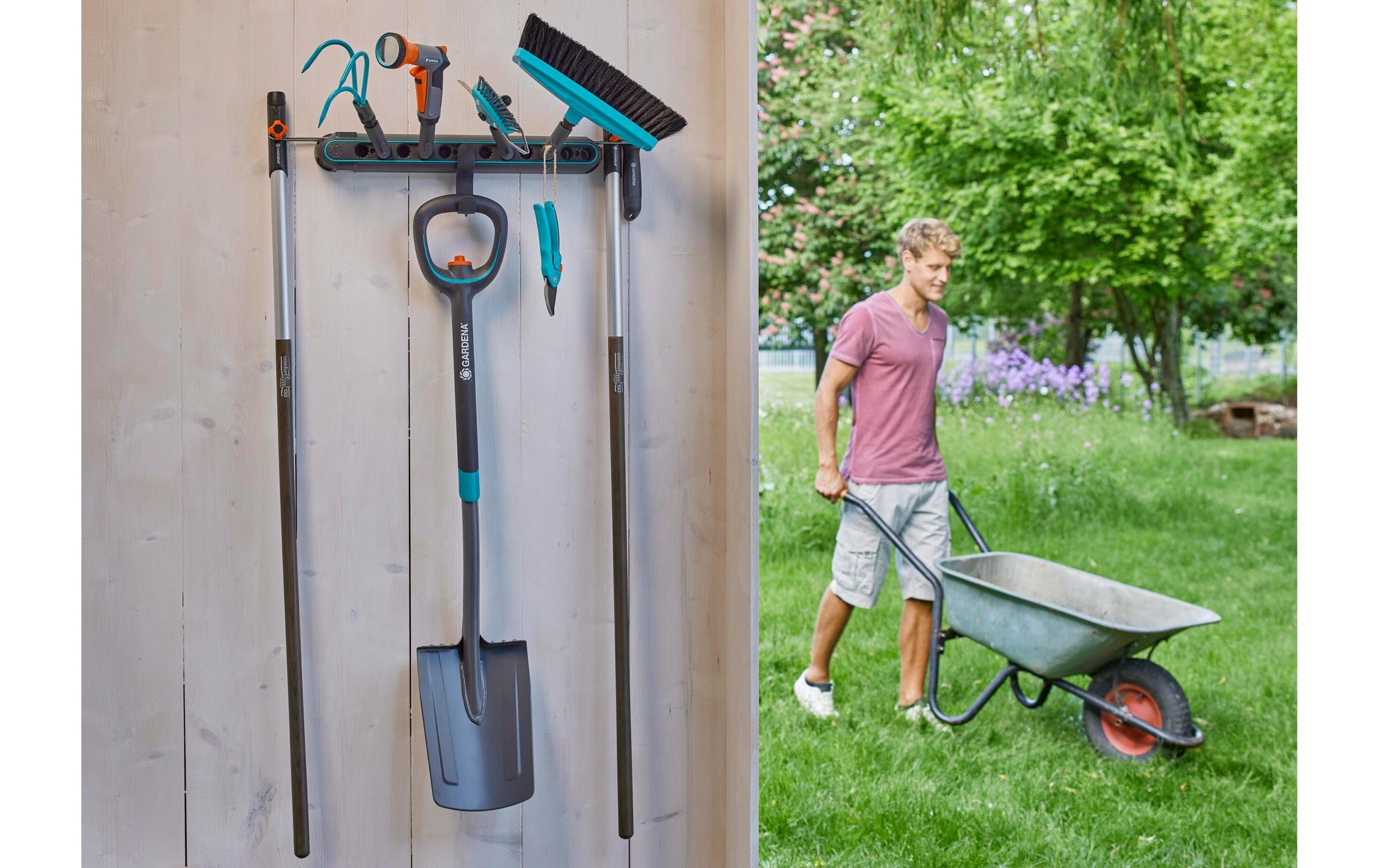Gardena combisystem Geräteleiste 575 mm – Grau/Türkis, Kunststoff, B 575 × H 117 × T 245 mm, für Universal
