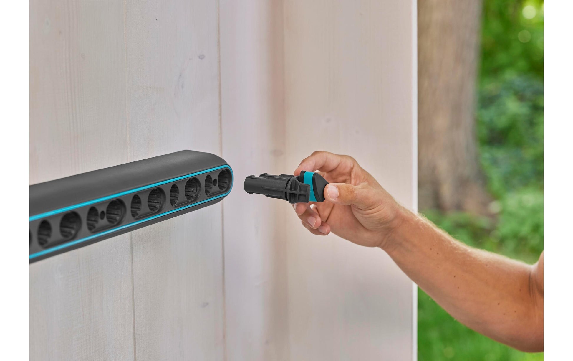 Gardena Stielhalter – grau/türkis, Kunststoff/Gummi, B 65 × H 50 × T 85 mm, für universal