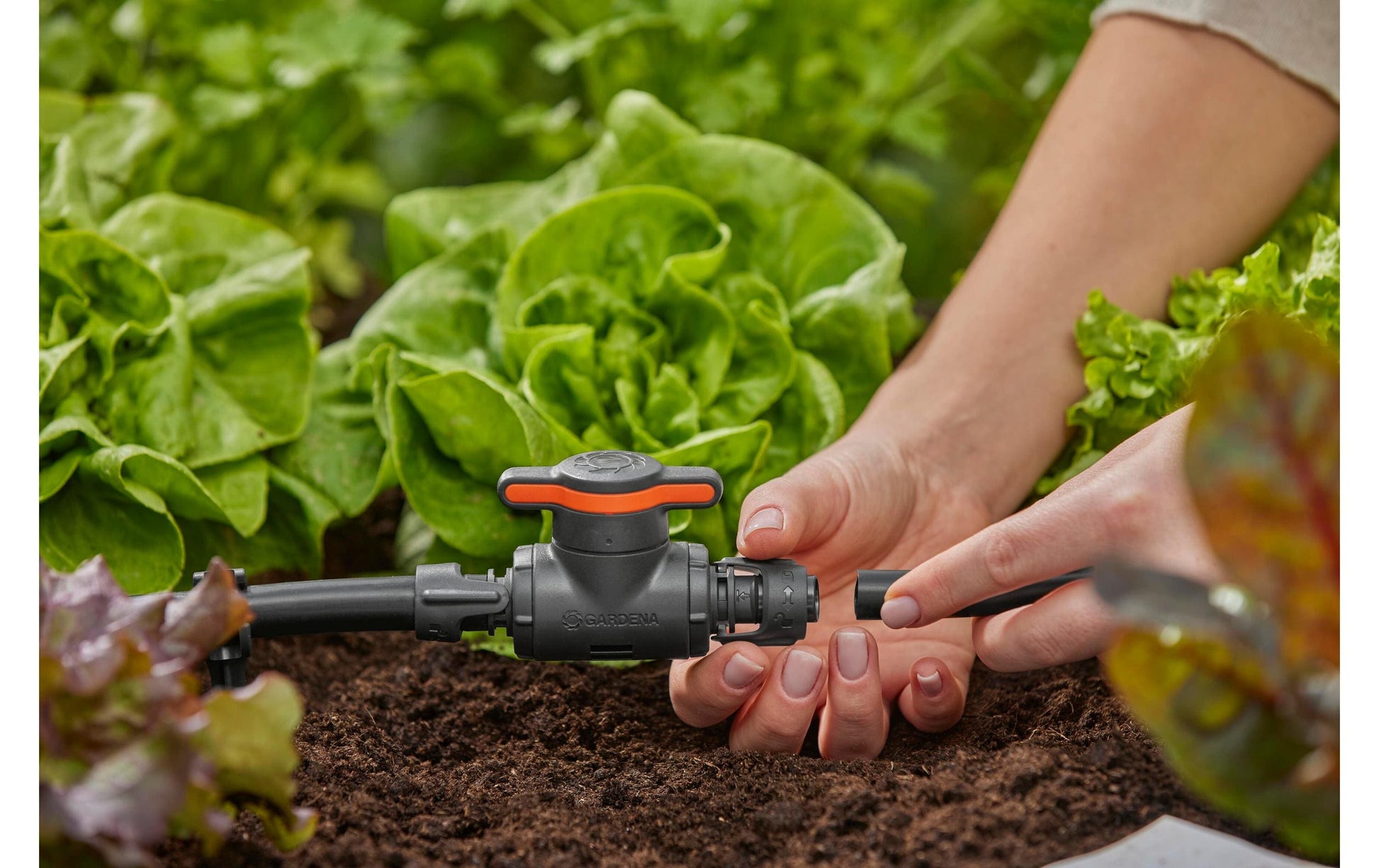 Gardena Micro-Drip-System Abschaltventil – 123 mm, Schwarz/Orange, 3 Stk., für Tropfbewässerungssystem