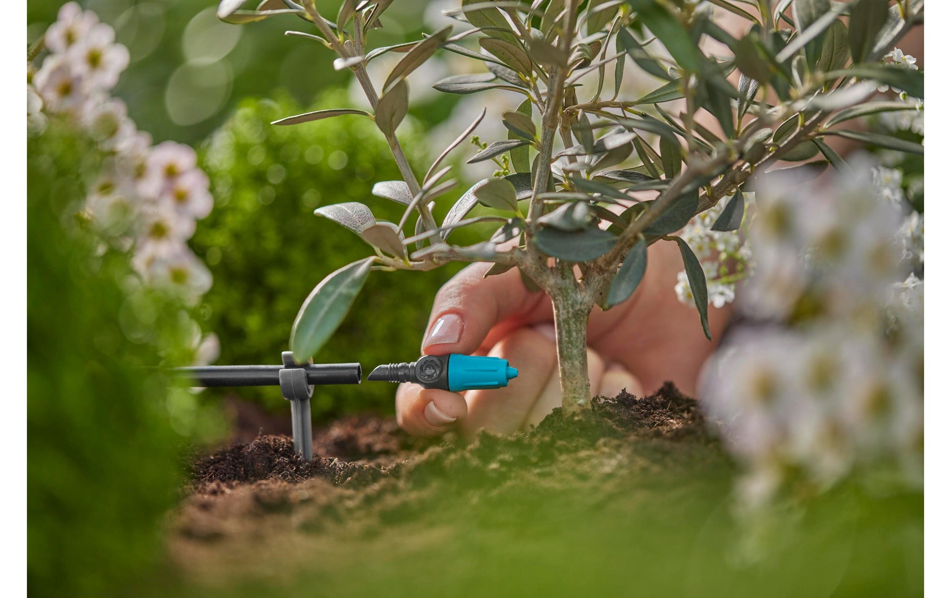 Gardena Tropfer – regulierbar 0–15 l/h, 5,8 cm, Kunststoff, Grau/Türkis, für Micro-Drip-System