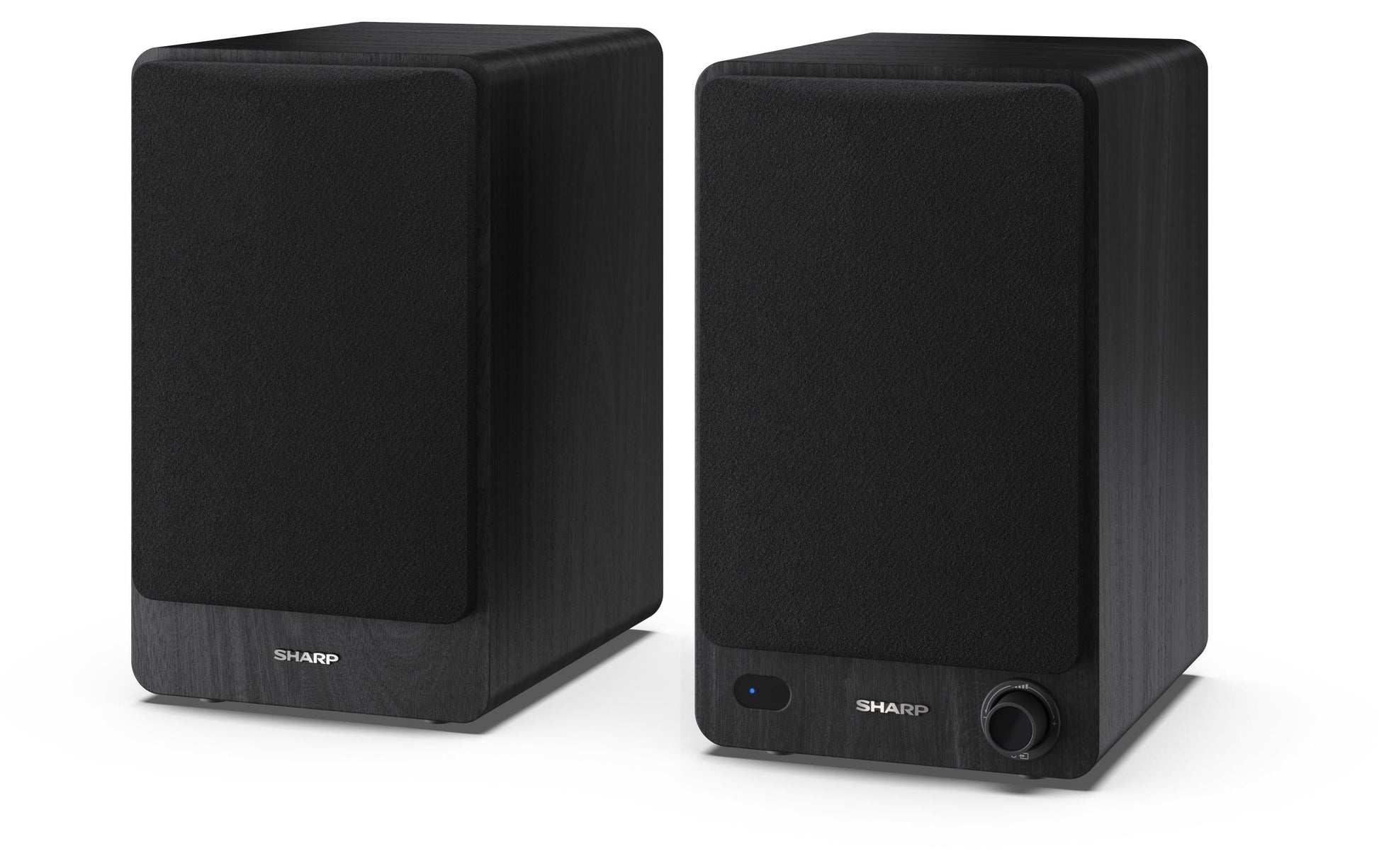 Sharp CP-SS30 – Aktiv-Regallautsprecher – Bluetooth 5.0, 60 W, RCA, 3,5 mm Klinke, Schwarz