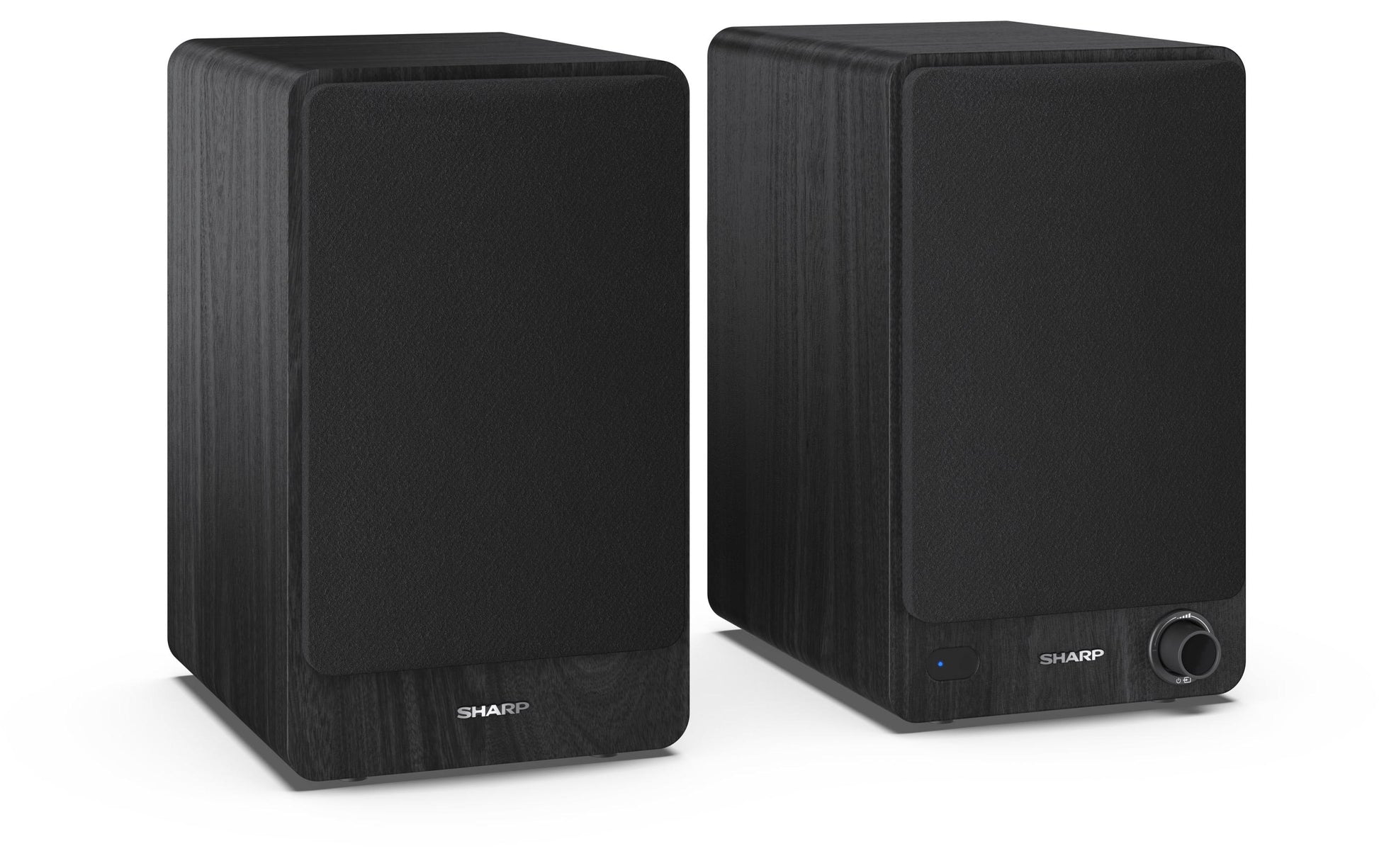 Sharp CP-SS30 – Aktiv-Regallautsprecher – Bluetooth 5.0, 60 W, RCA, 3,5 mm Klinke, Schwarz