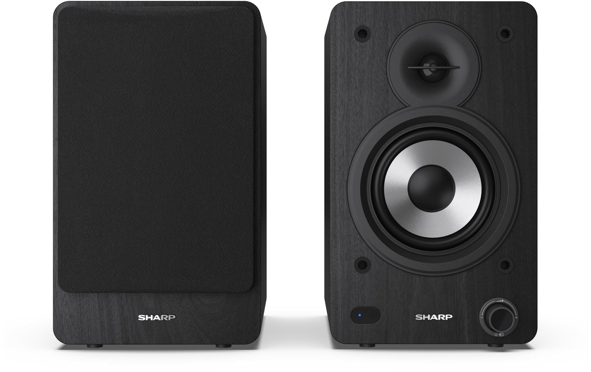Sharp CP-SS30 – Aktiv-Regallautsprecher – Bluetooth 5.0, 60 W, RCA, 3,5 mm Klinke, Schwarz