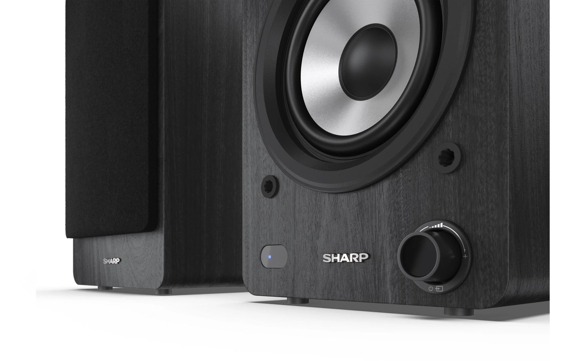 Sharp CP-SS30 – Aktiv-Regallautsprecher – Bluetooth 5.0, 60 W, RCA, 3,5 mm Klinke, Schwarz