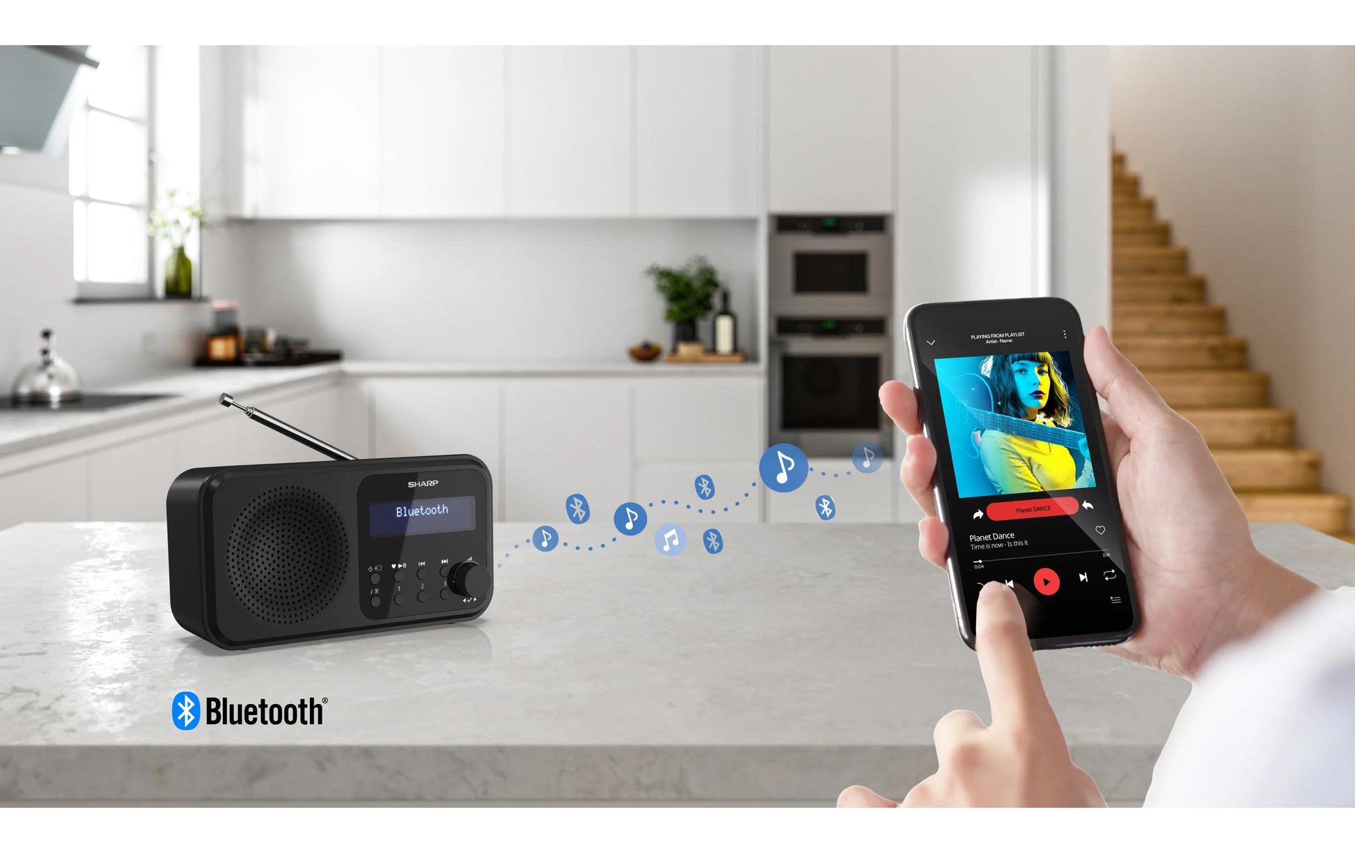 Sharp DR-P420 – DAB-/Internetradio – Portabel – DAB+, UKW, Bluetooth, 16 h – Schwarz