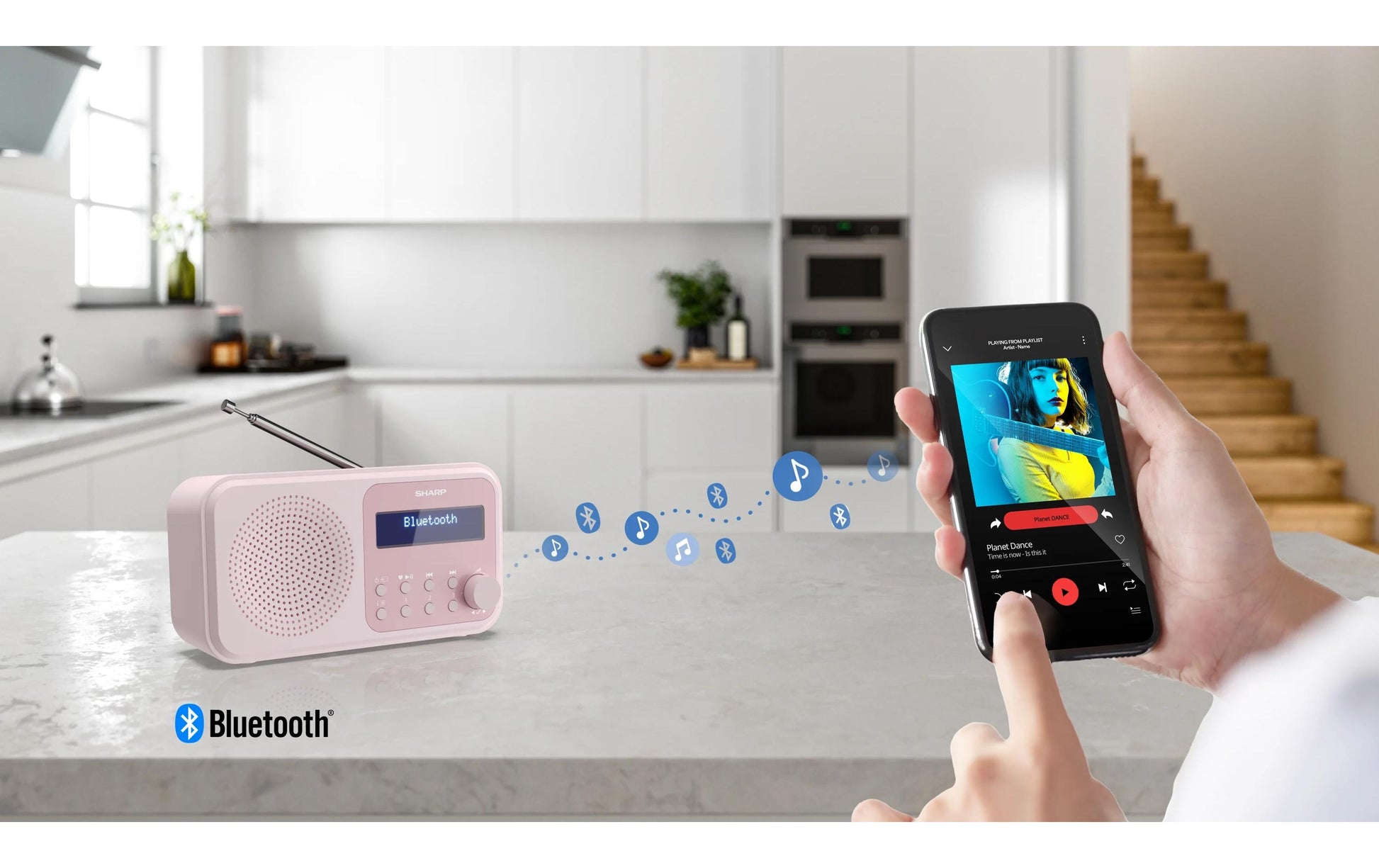 Sharp DR-P420 – Tragbares DAB+ Radio, UKW, Bluetooth, 16 h Akku – Pink