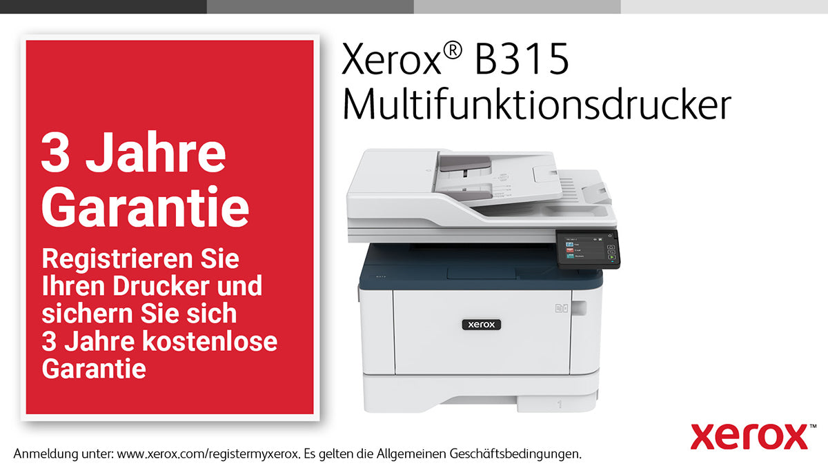 Xerox B315 – SW Laser-Multifunktionsdrucker, A4, 4-in-1, Duplex, ADF, WLAN/LAN, AirPrint, Mopria, Touchscreen
