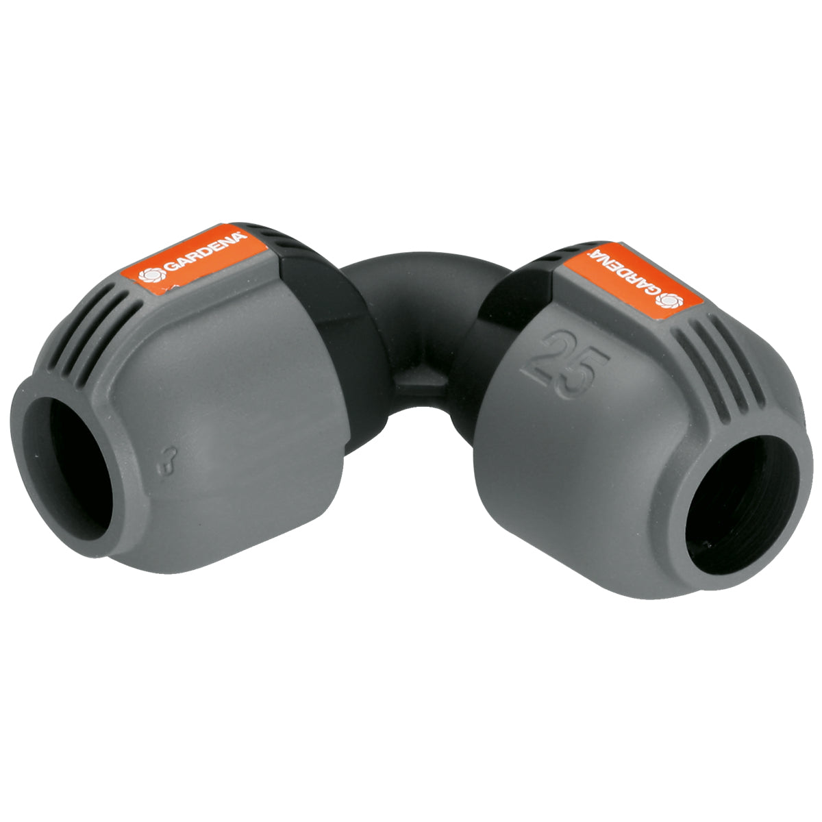 Gardena L-Stück 25 mm – für Sprinklersystem, Innenwasserhahn – grau, schwarz – 2773-20