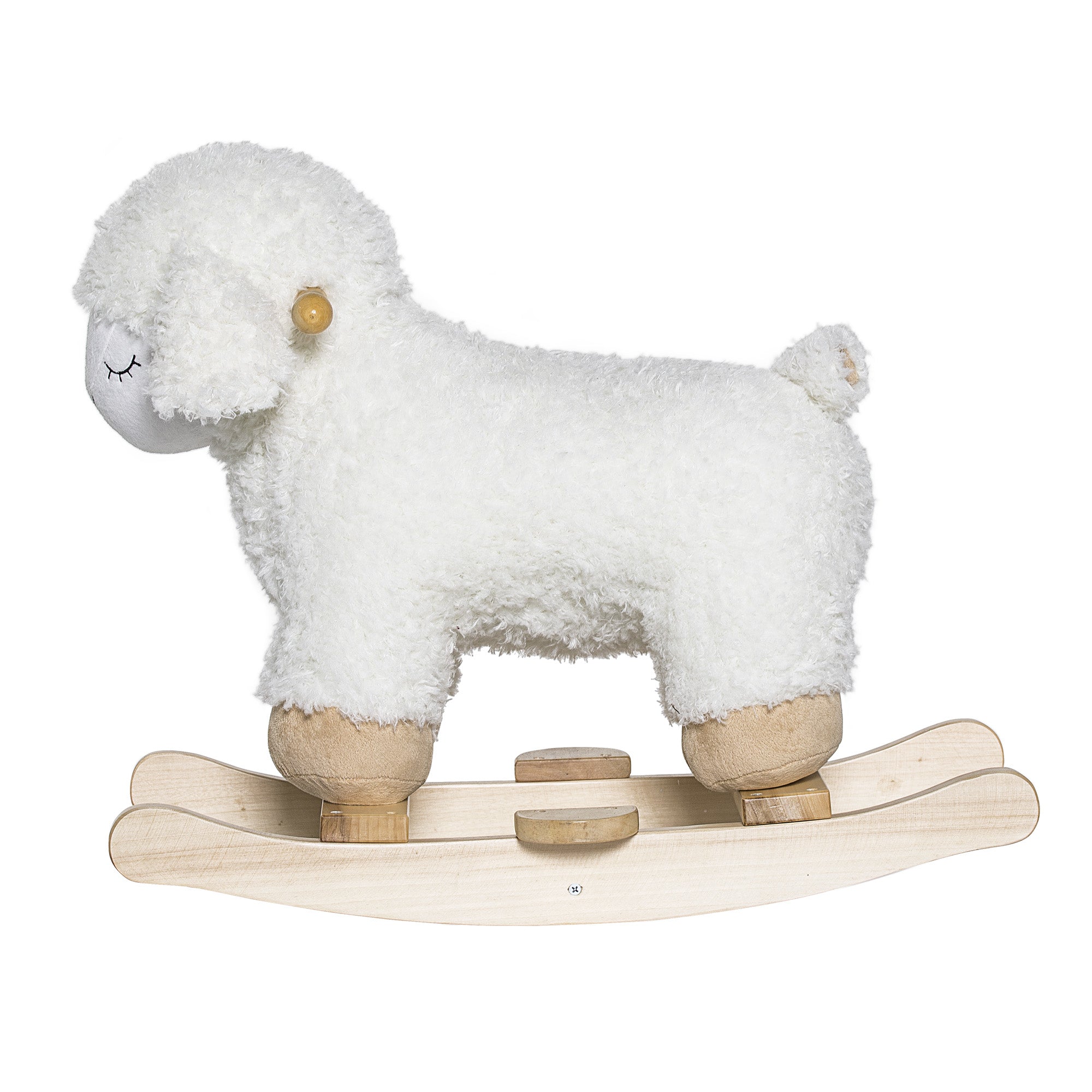 Bloomingville Plüschtier Schaukelschaf Laasrith – 48 cm – weiss/holzfarben – ab 1 Jahr