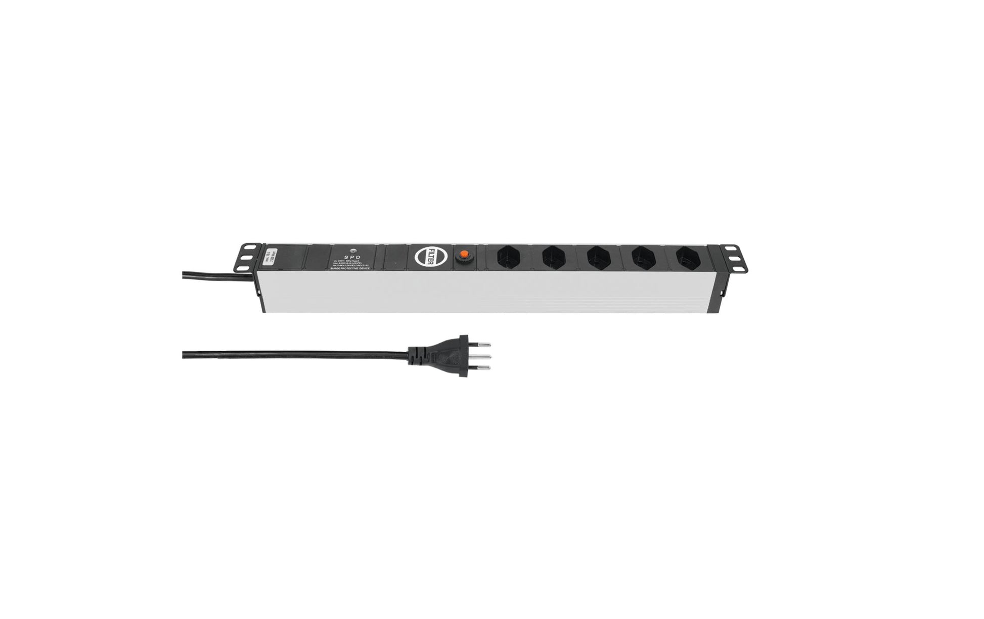 Steffen ALU Modular – Steckdosenleiste, 5× T13, ohne Schalter, 3 m, Stecker T12, IP20, Überspannungsschutz