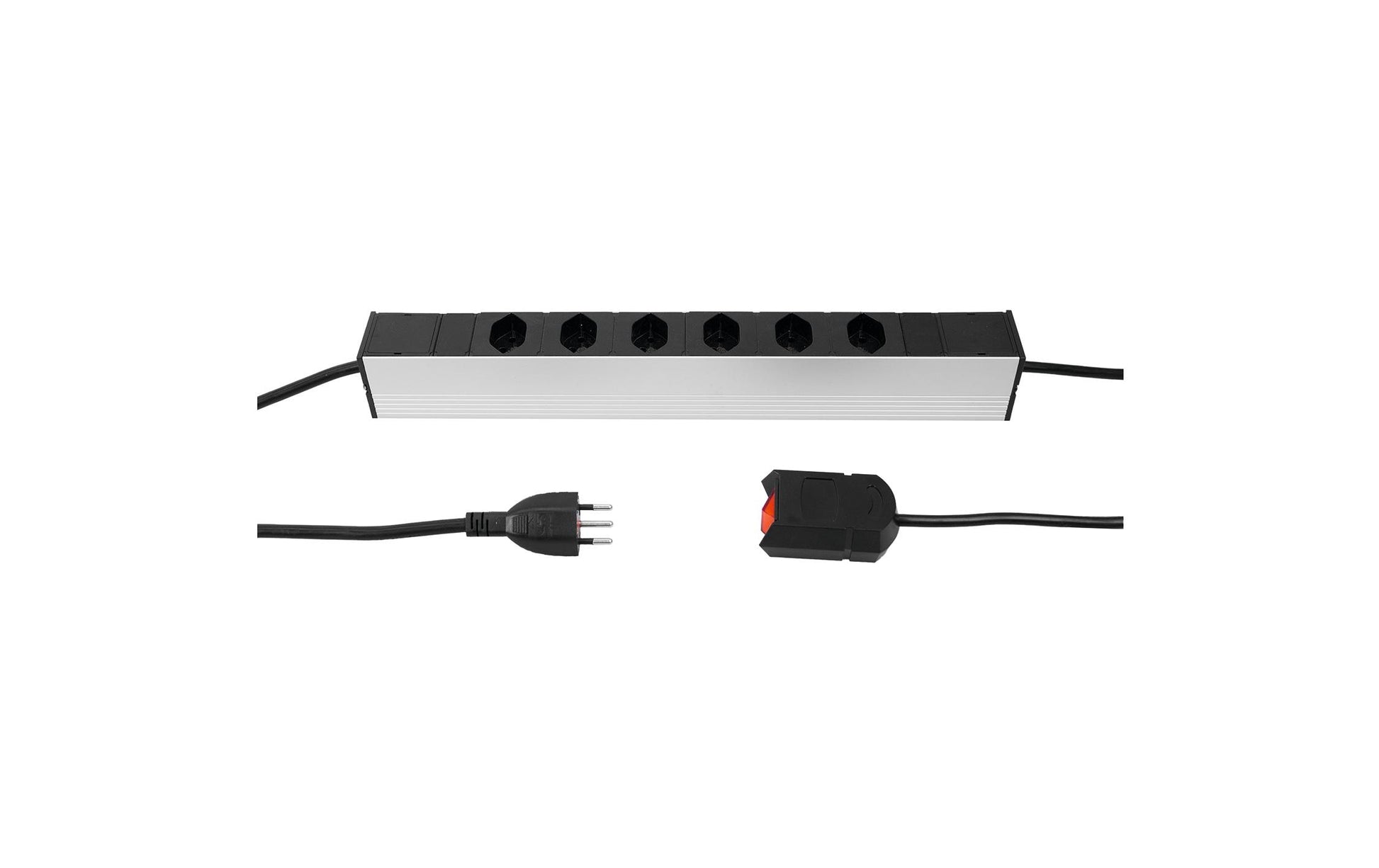 Steffen ALUMODULAR – Steckdosenleiste, 6× T13, mit externem Schalter, 3 m, Stecker T12, IP20
