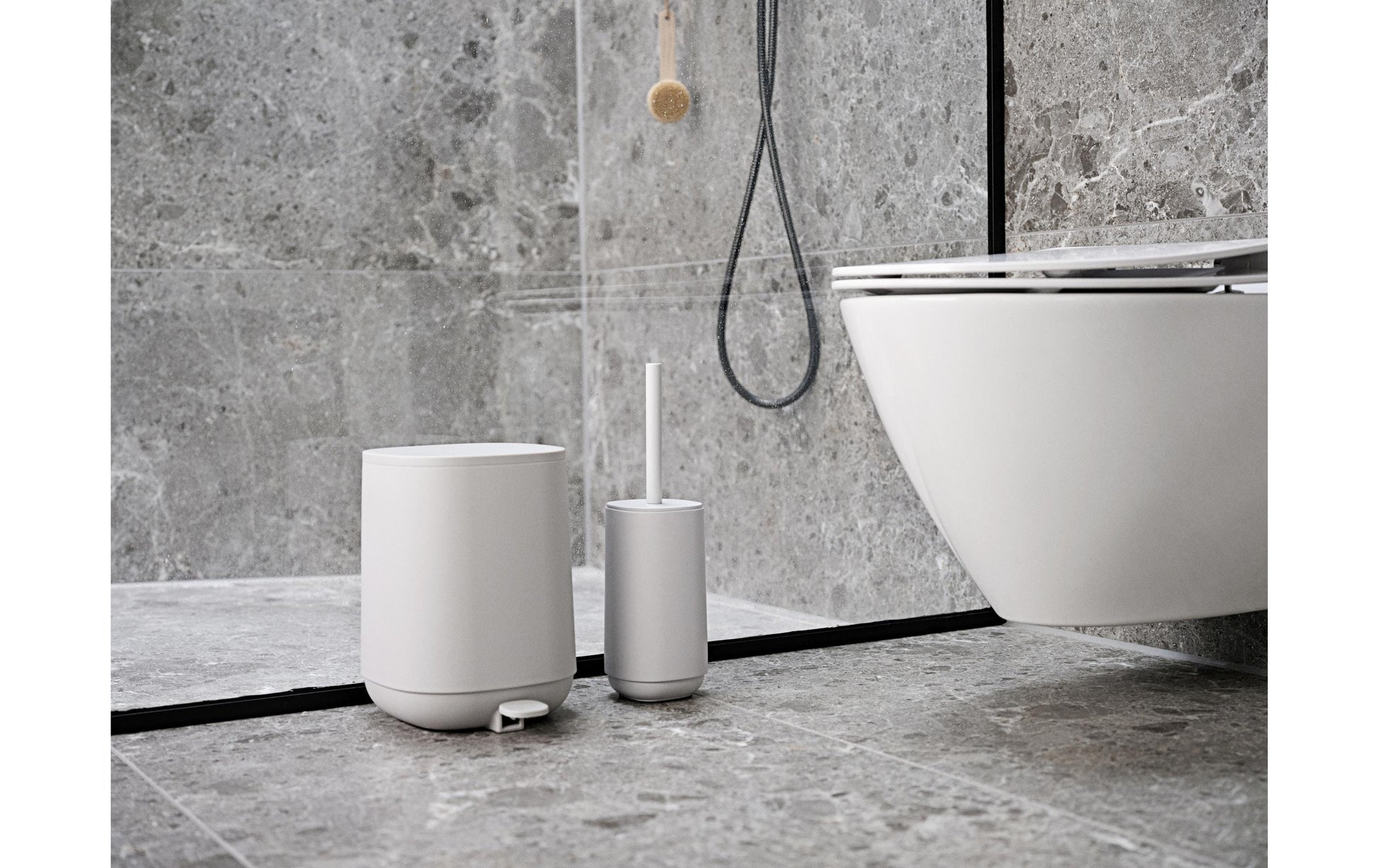 Zone Denmark Tisch-Abfallbehälter Time – 3 l – Kunststoff, Hellgrau – Ø 208 × H 275 mm