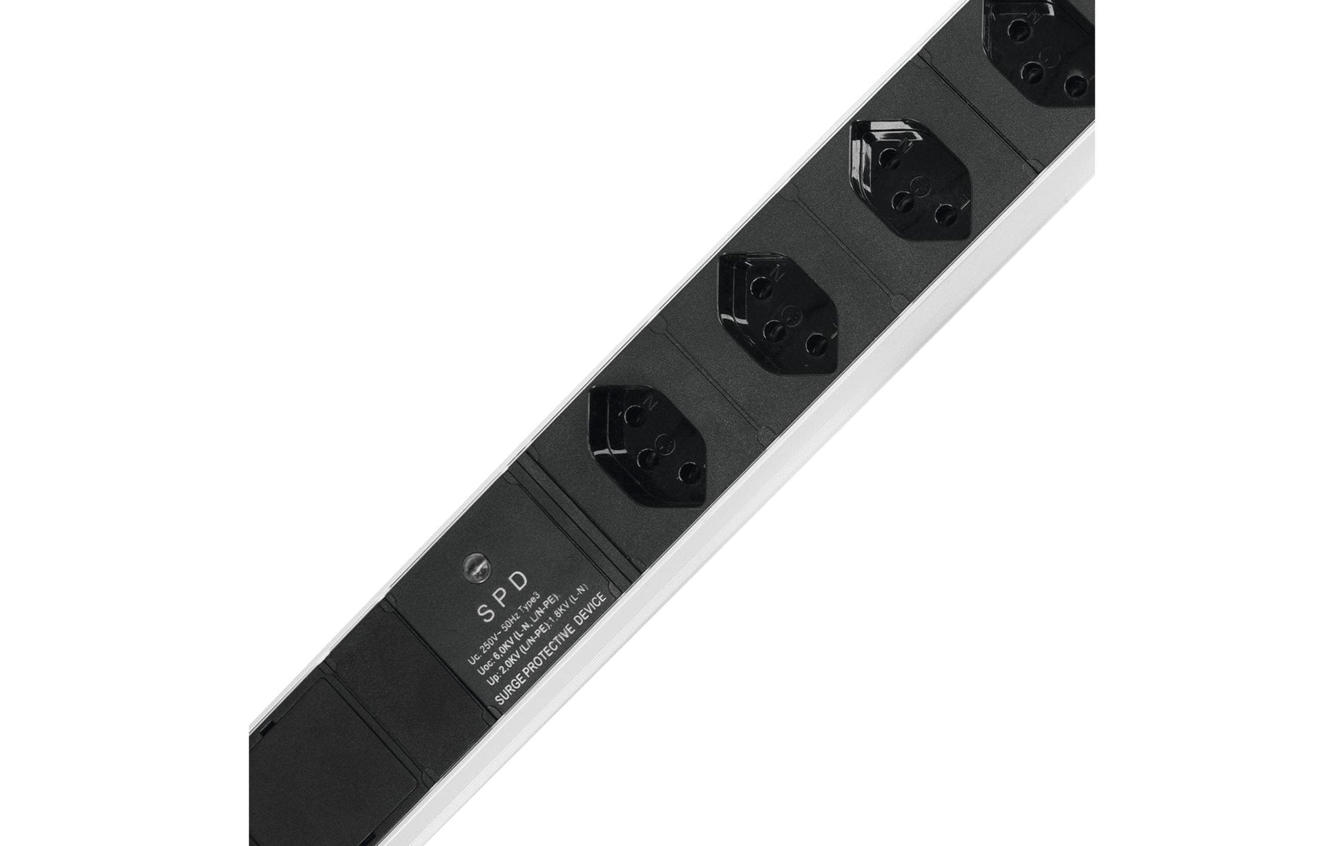 Steffen ALU Modular Steckdosenleiste, 7×T13, 3 m, IP20, Eingangsstecker T12, Überspannungsschutz – Silber