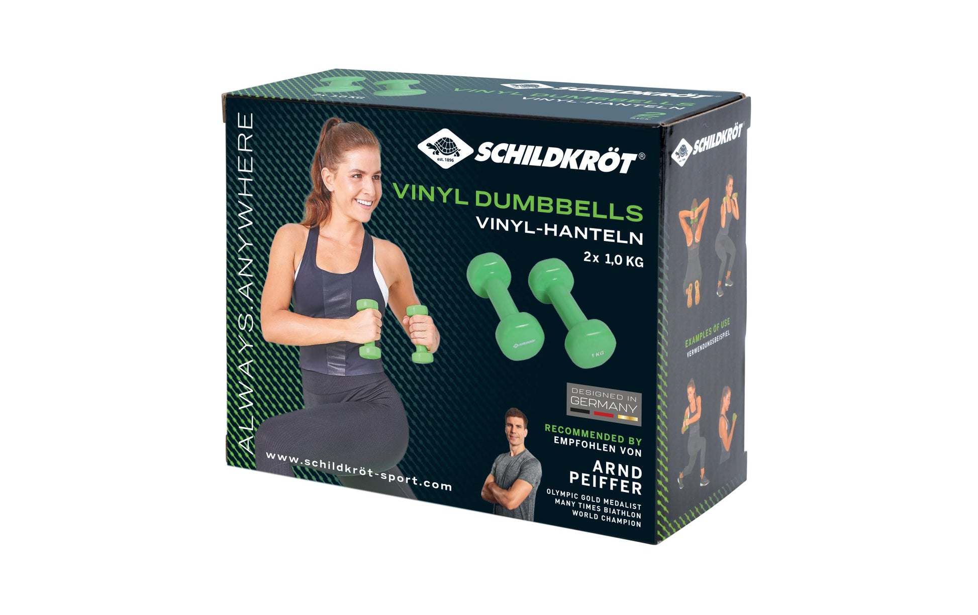 Schildkröt Fitness Kurzhantel-Set, 1 kg pro Hantel – Grün – 2er-Set
