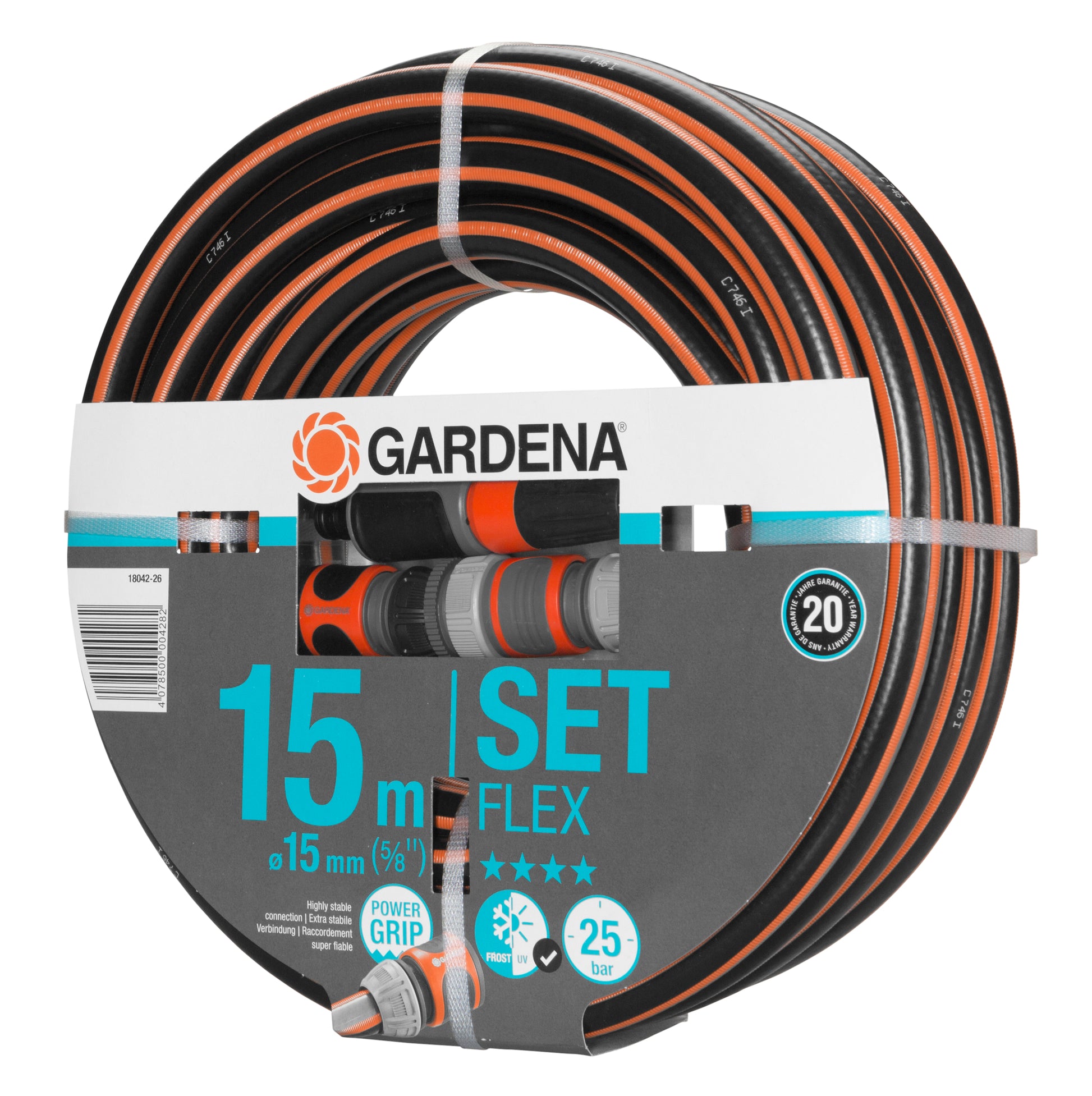 Gardena Comfort FLEX Gartenschlauch – 15 m, Aquastop, Flexischlauch, 25 bar, 5/8" Anschluss