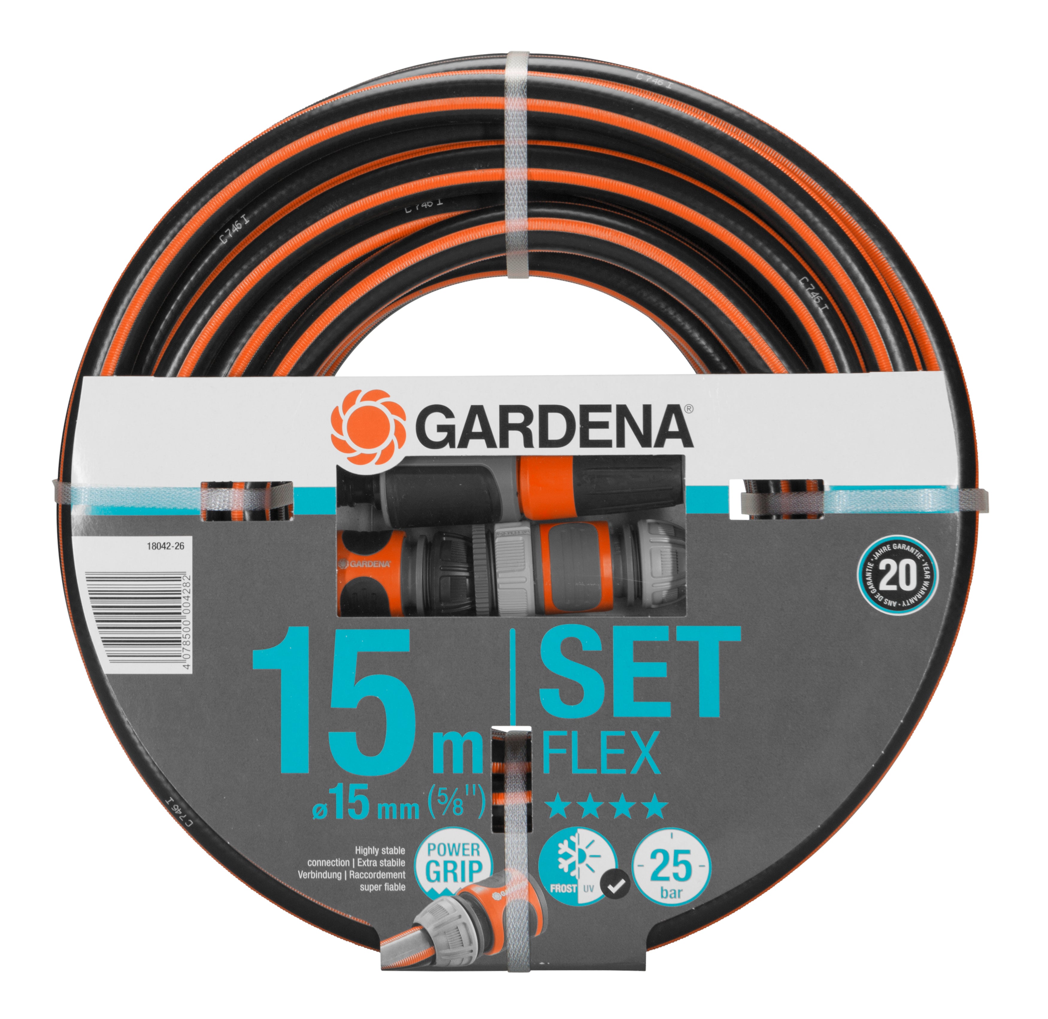 Gardena Comfort FLEX Gartenschlauch – 15 m, Aquastop, Flexischlauch, 25 bar, 5/8" Anschluss