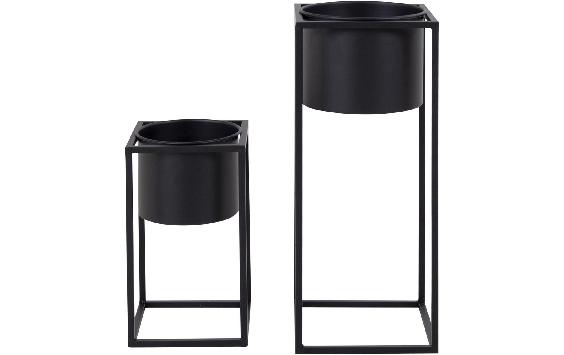 House Nordic Marla Blumentopf – 19,5 × 50,5 & 17 × 31 cm – Stahl, Schwarz – 2-teilig