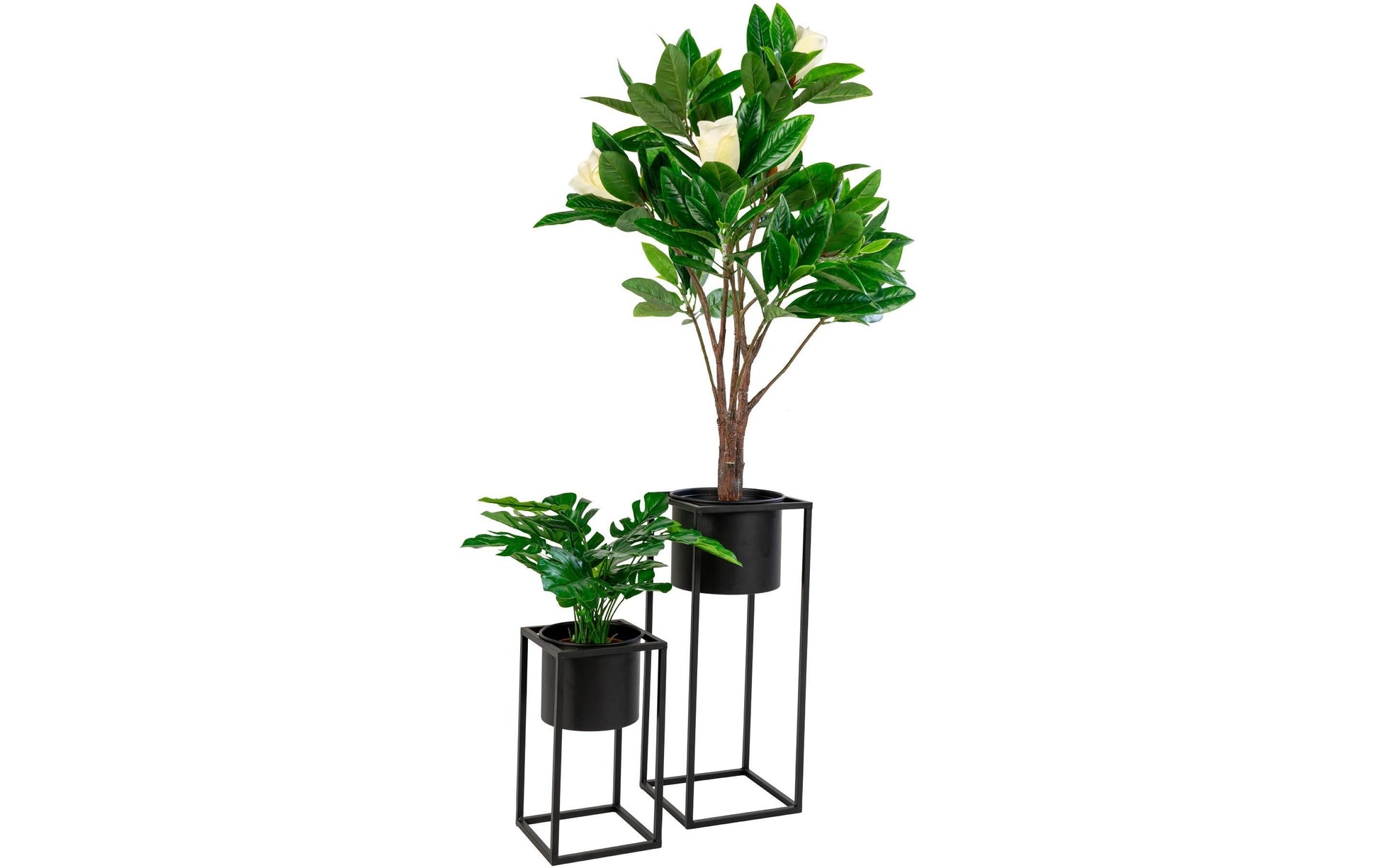 House Nordic Marla Blumentopf – 19,5 × 50,5 & 17 × 31 cm – Stahl, Schwarz – 2-teilig