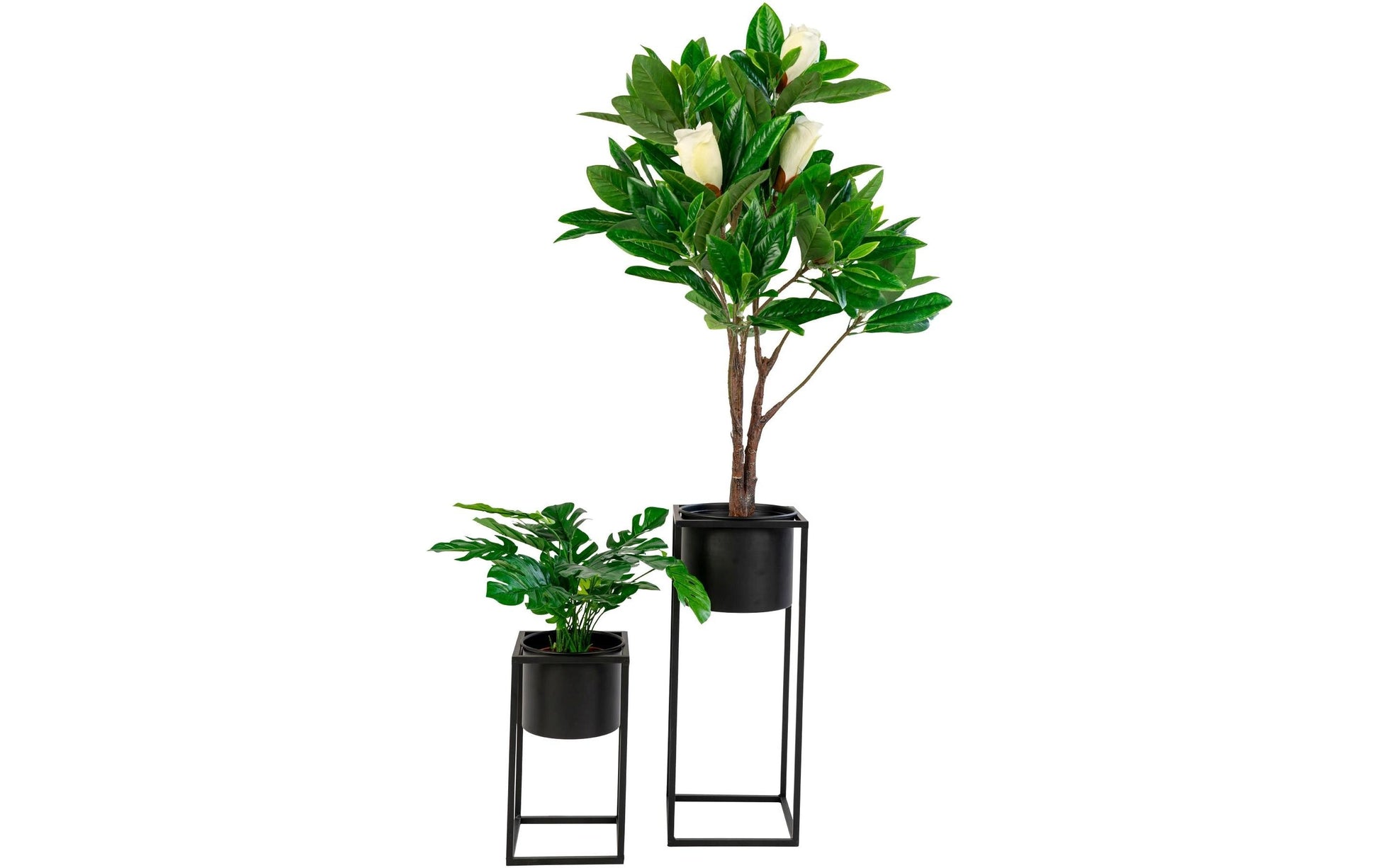 House Nordic Marla Blumentopf – 19,5 × 50,5 & 17 × 31 cm – Stahl, Schwarz – 2-teilig
