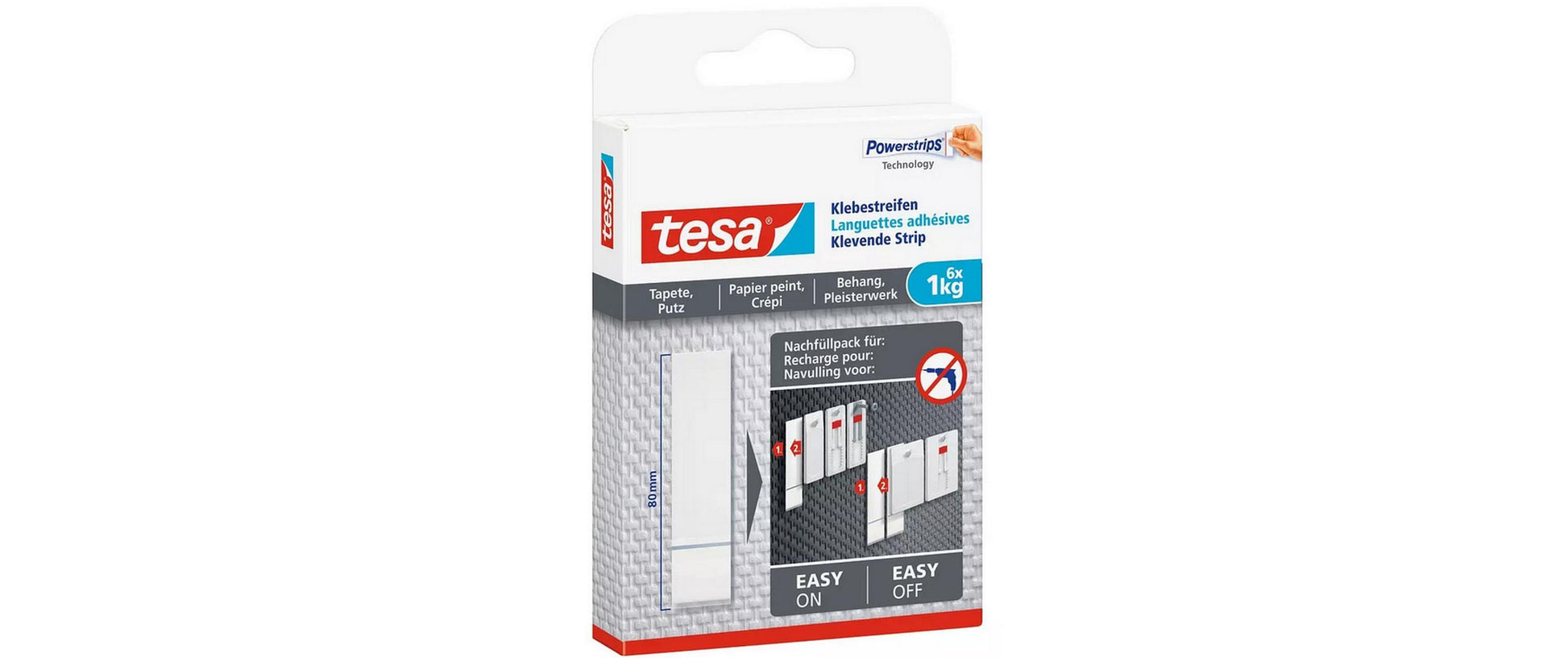 TESA Montagestreifen – weiss, 18 Stk.