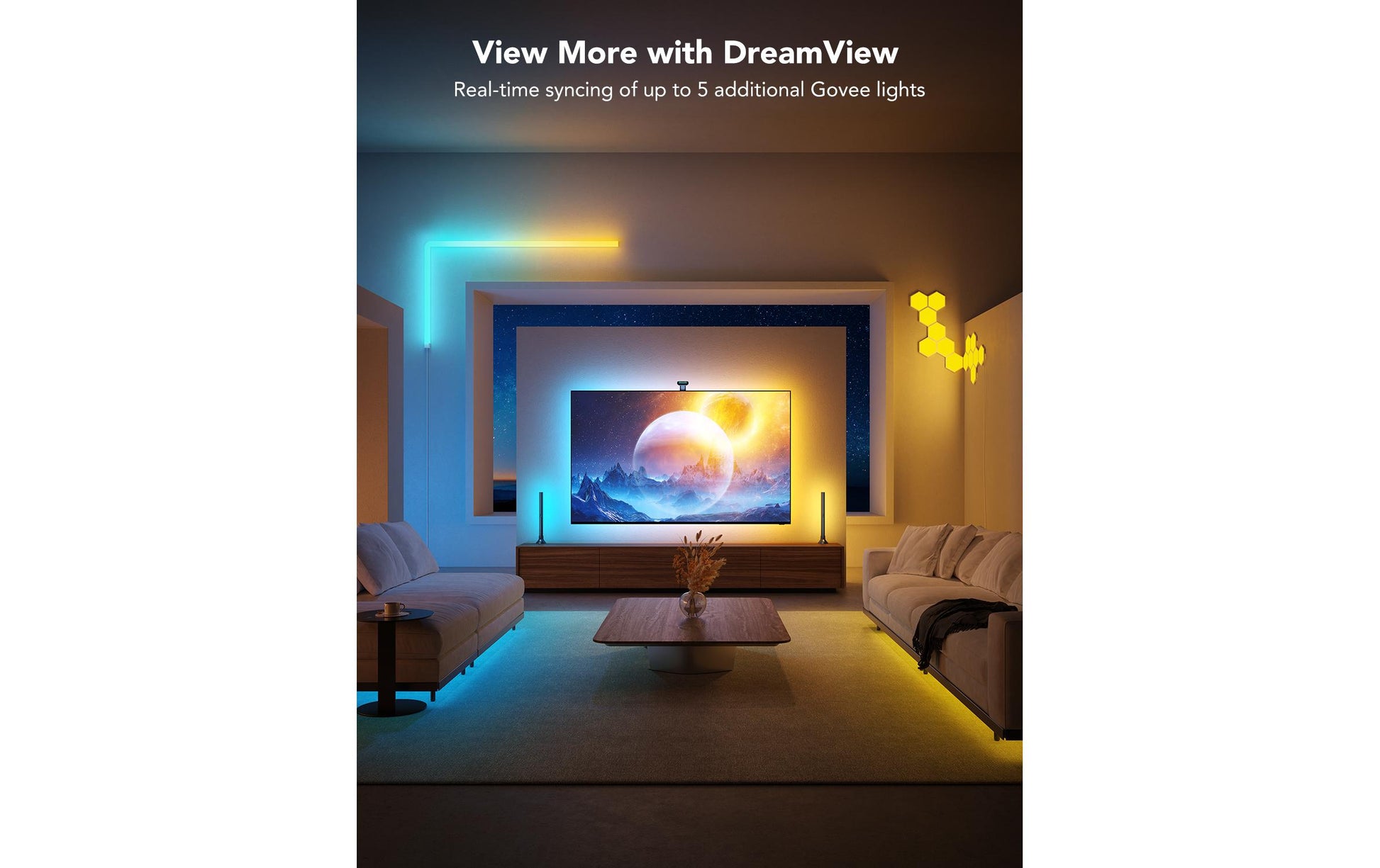 Govee Envisual T2 – Intelligenter Leuchtstreifen, WLAN, Bluetooth, 3,6 m, RGBIC, für 55" Displays