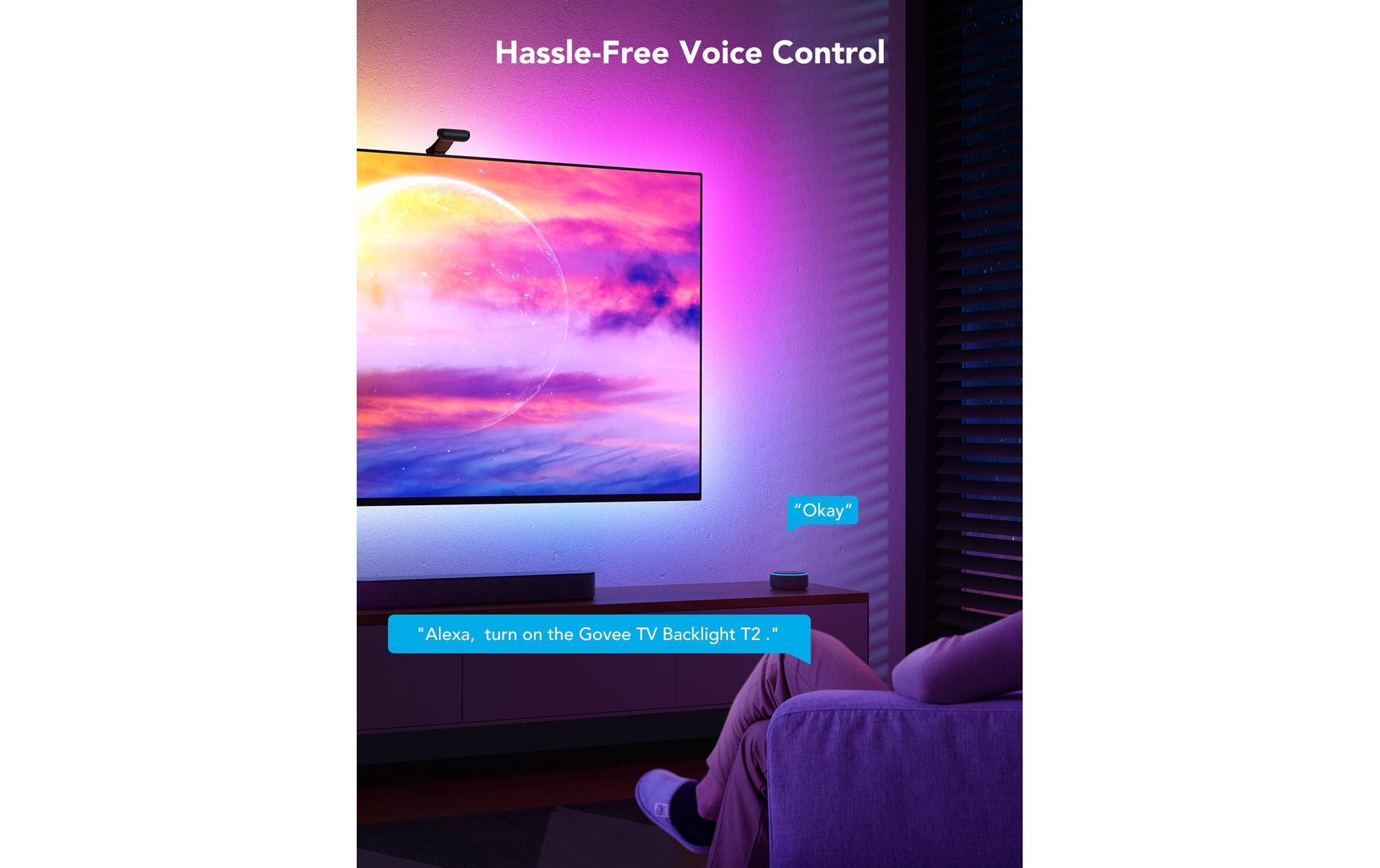 Govee Envisual T2 – Intelligenter Leuchtstreifen, WLAN, Bluetooth, 3,6 m, RGBIC, für 55" Displays