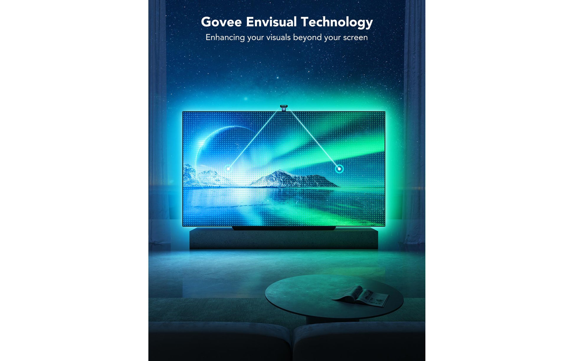 Govee Envisual T2 – Intelligenter Leuchtstreifen, WLAN, Bluetooth, 3,6 m, RGBIC, für 55" Displays