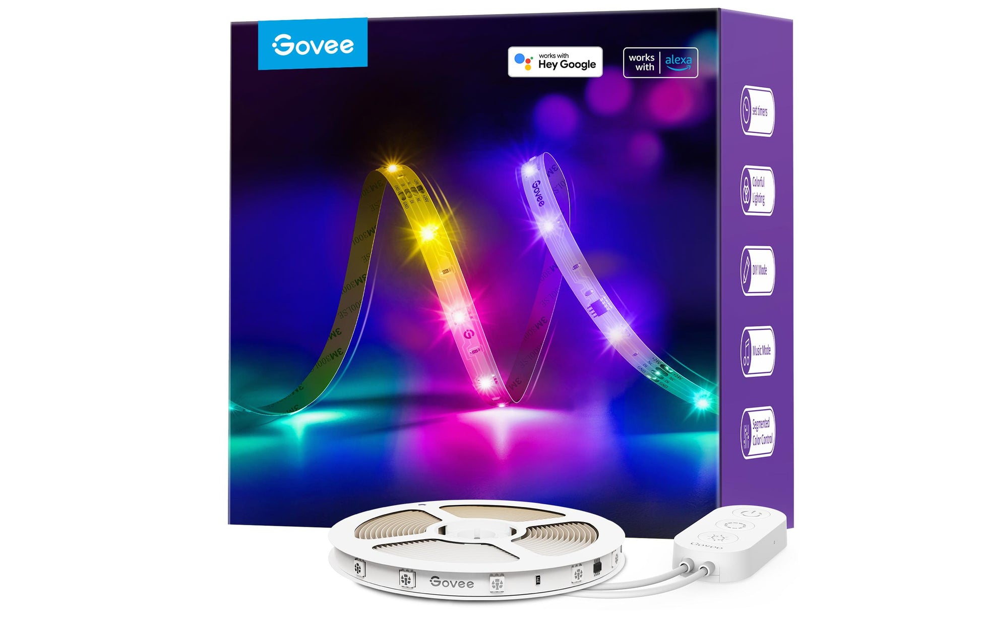 Govee LED-Strip H618A – 5 m, 44 lm, 12 W, RGBIC, WiFi/BT, für Alexa/Google, weiss, Musikmodus