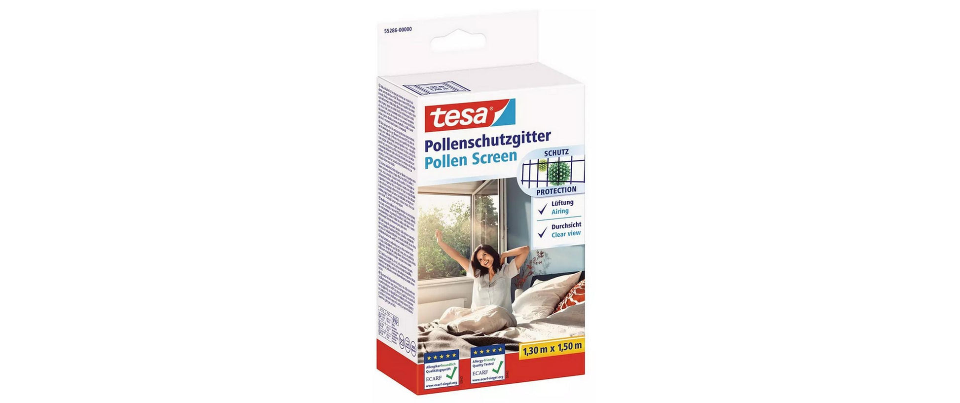 TESA Fenster-Fliegengitter – 130 × 150 cm – Anthrazit – 2 Stk.