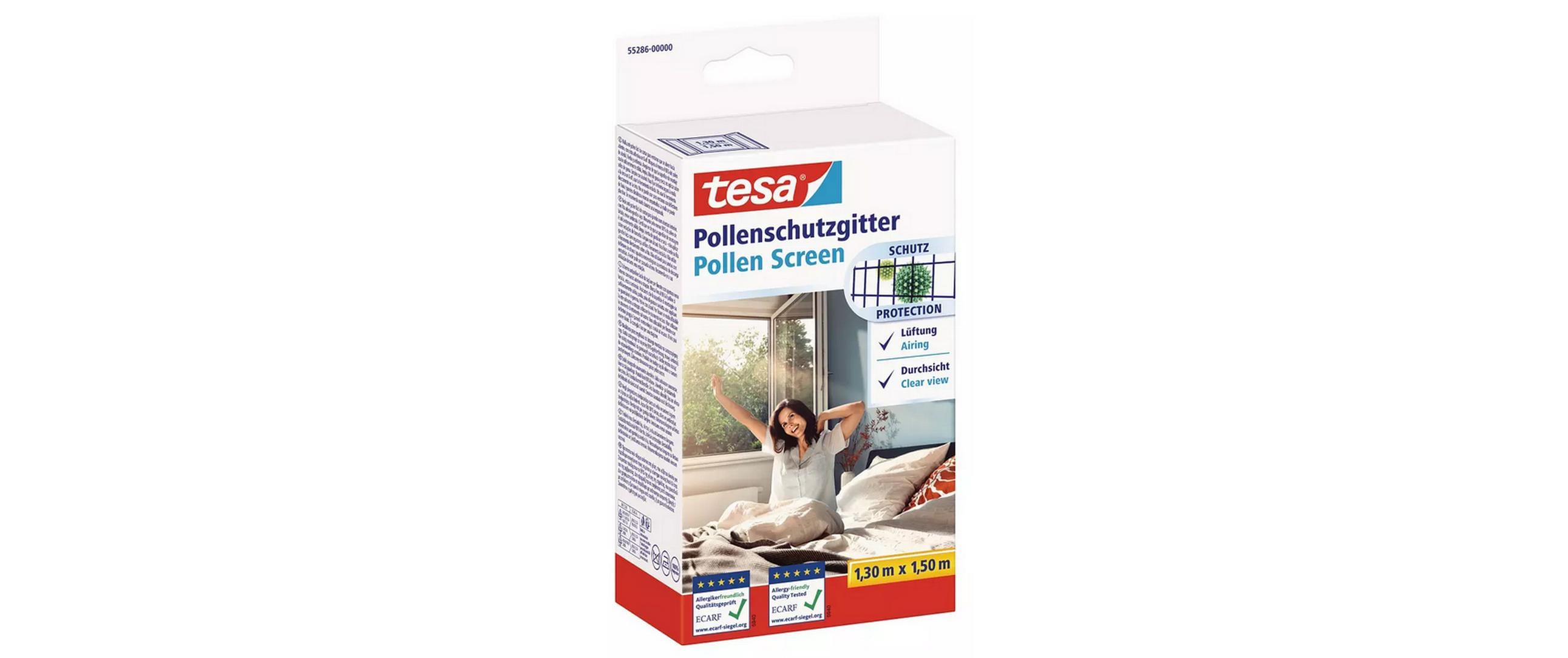 TESA Fenster-Fliegengitter – 130 × 150 cm – Anthrazit – 2 Stk.