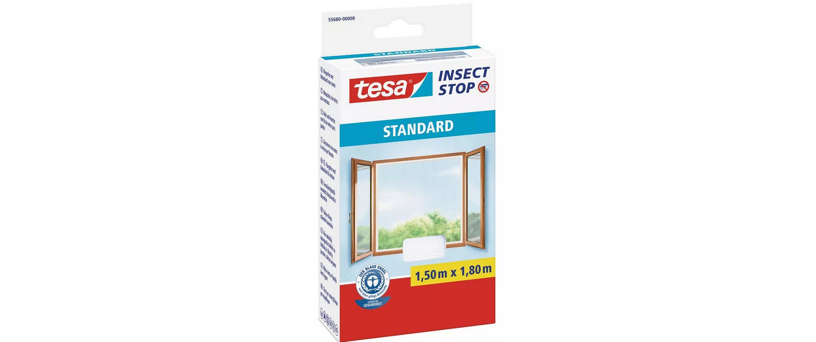 Tesa Fenster-Fliegengitter – 150 × 180 cm – weiss – für Fluginsekten – 2 Stk.