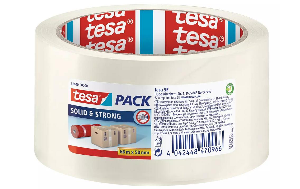tesa Klebeband – 50 mm × 66 m, transparent, stark