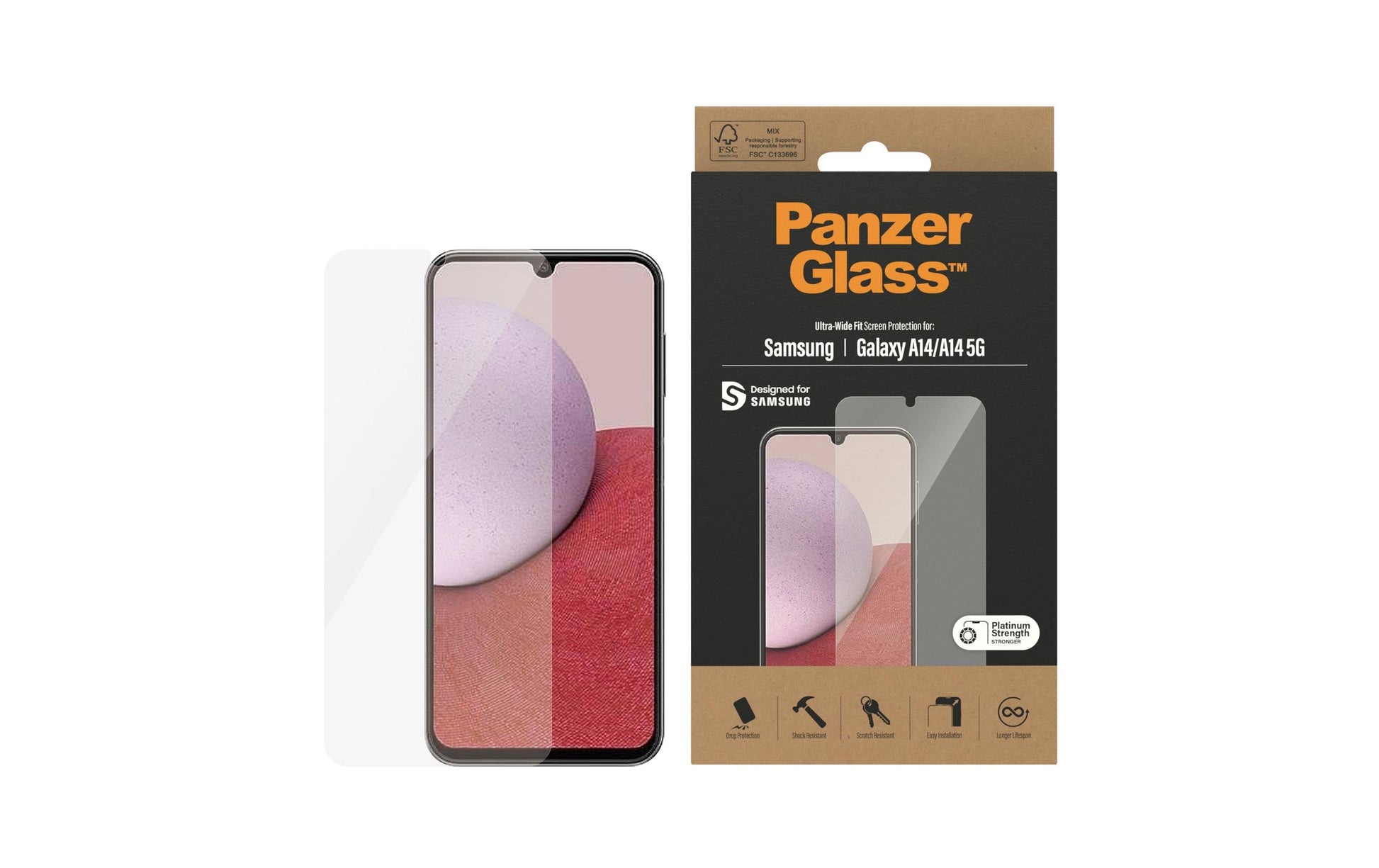 PanzerGlass Displayschutz (Panzerglas), Ultra-Wide Fit – für Galaxy A14/A14 5G