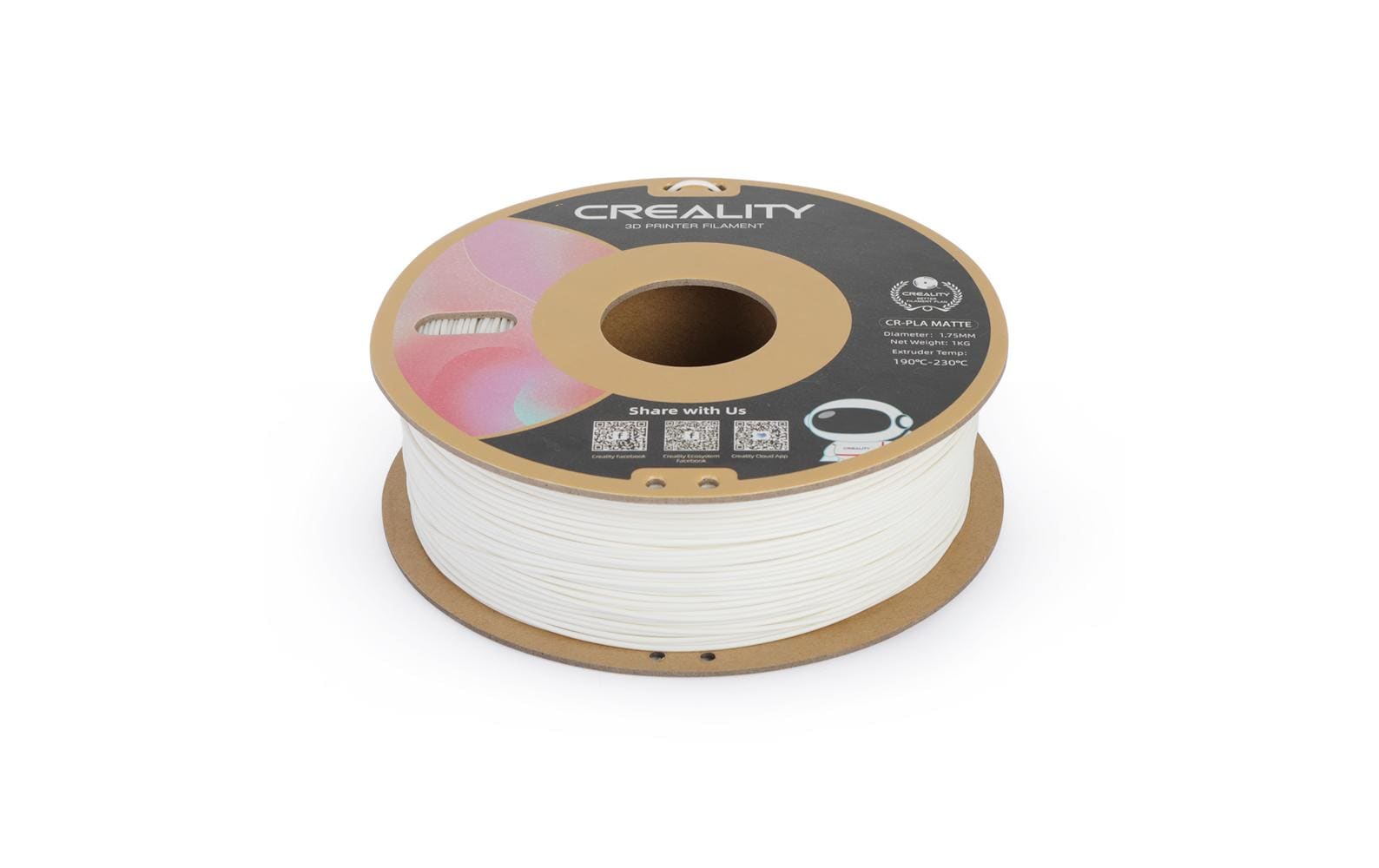 Creality 3D-Drucker-Filament PLA 1,75 mm, Weiss, 1 kg – für Creality 3D