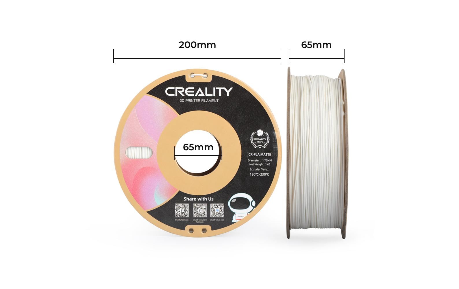 Creality 3D-Drucker-Filament PLA 1,75 mm, Weiss, 1 kg – für Creality 3D