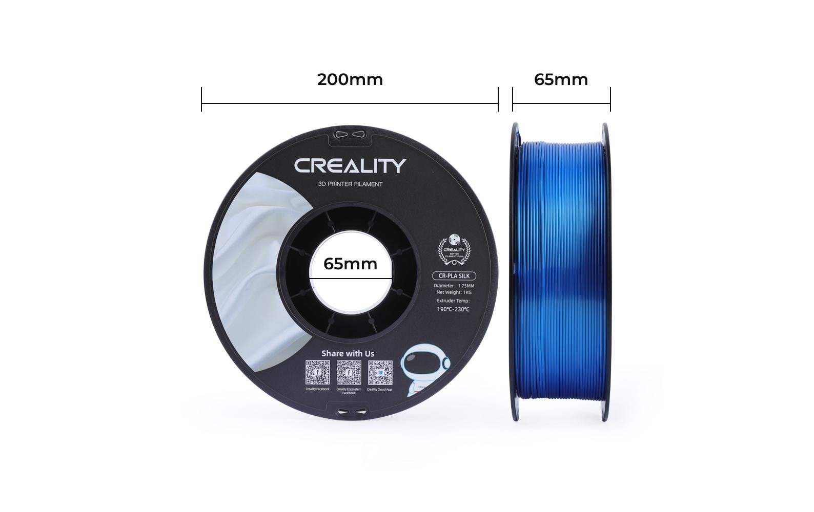 Creality 3D-Drucker-Filament Silk PLA 1,75 mm Blau, 1 kg – für Creality 3D