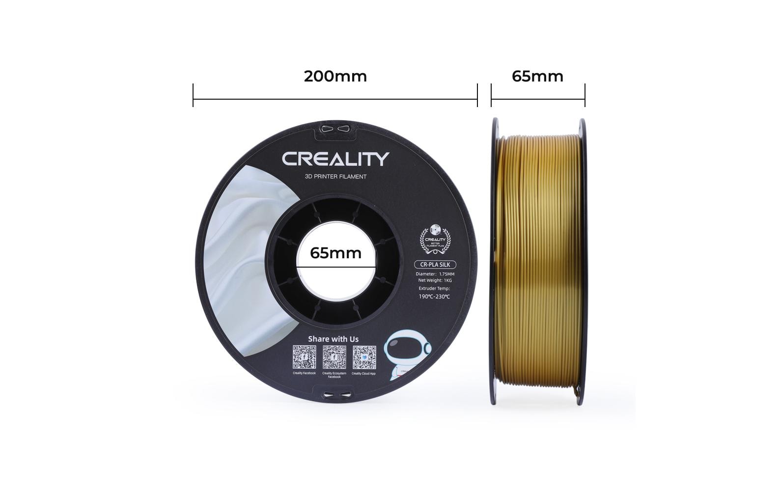 Creality 3D-Drucker-Filament Silk PLA 1,75 mm Gold, 1 kg – für FDM-3D-Drucker
