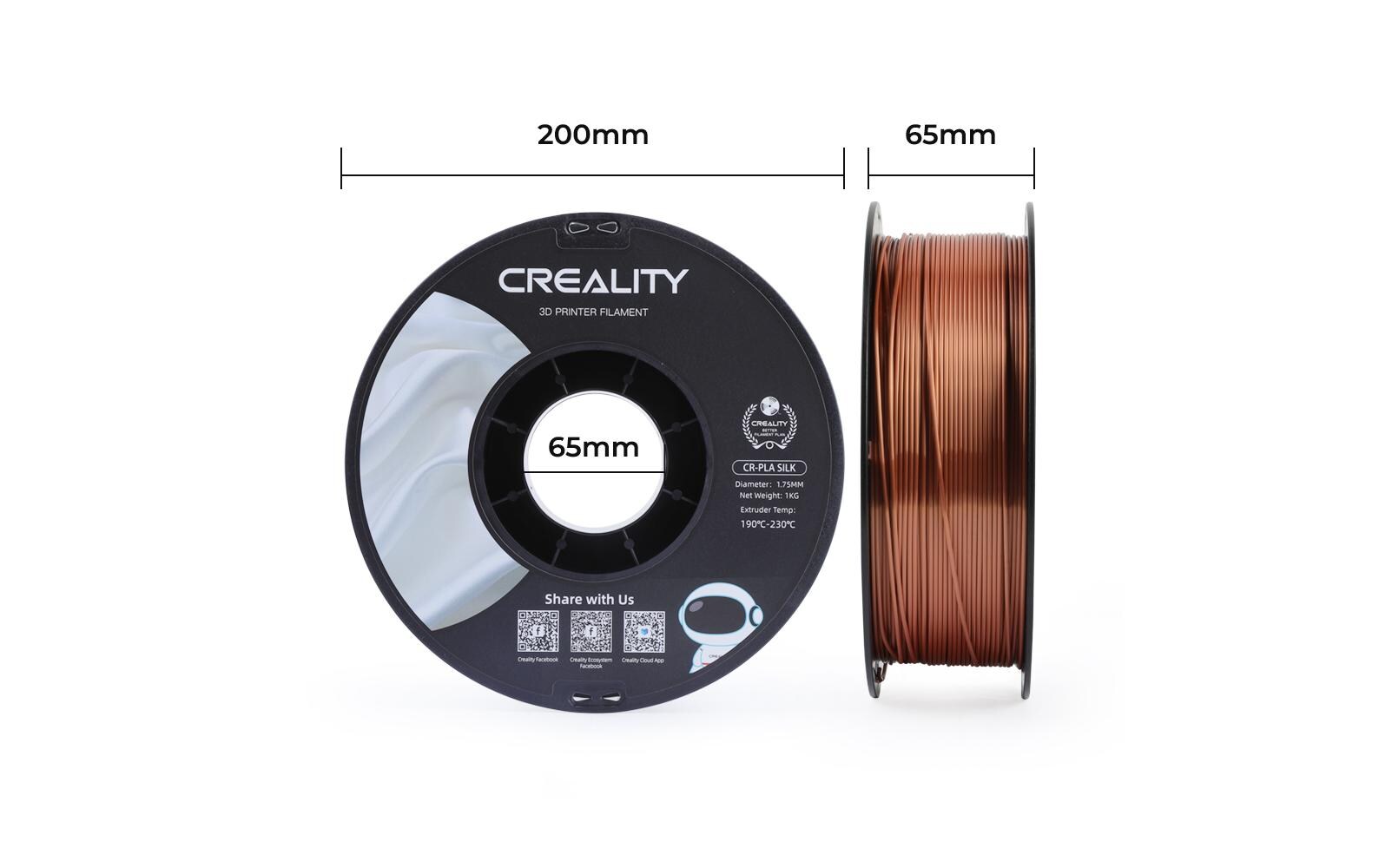 Creality 3D-Drucker-Filament Seide PLA 1,75 mm Kupfer, 1 kg