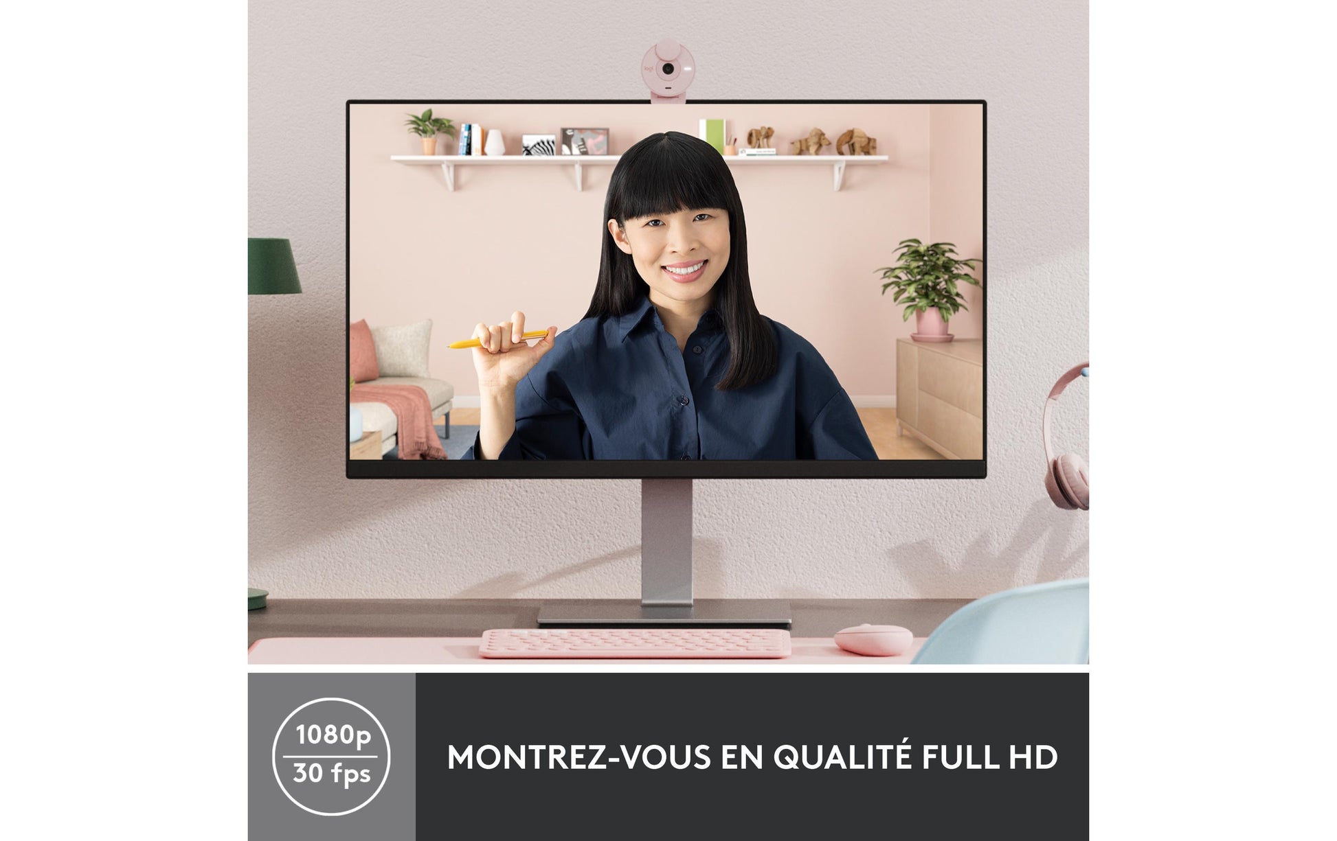 Logitech BRIO 300 – Webcam – Full HD 1080p, Rosa