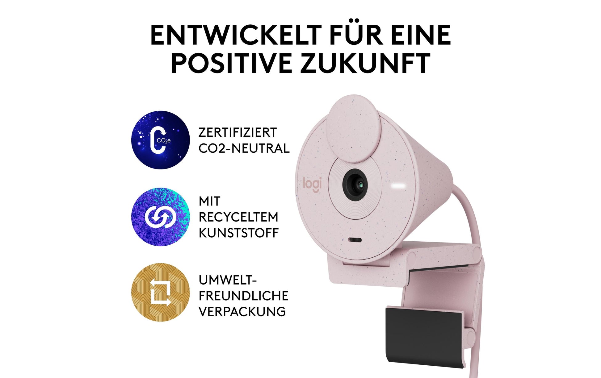 Logitech BRIO 300 – Webcam – Full HD 1080p, Rosa