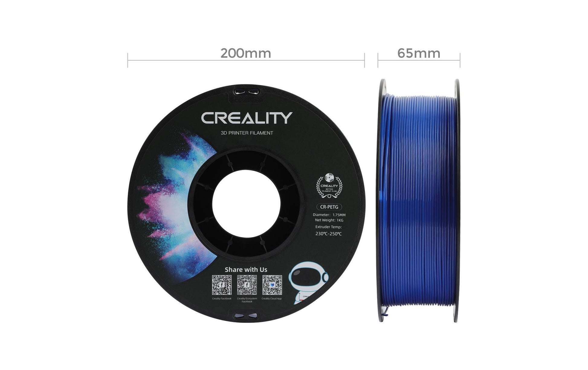 Creality 3D-Drucker-Filament PETG 1,75 mm Blau, 1 kg – für FDM-3D-Drucker