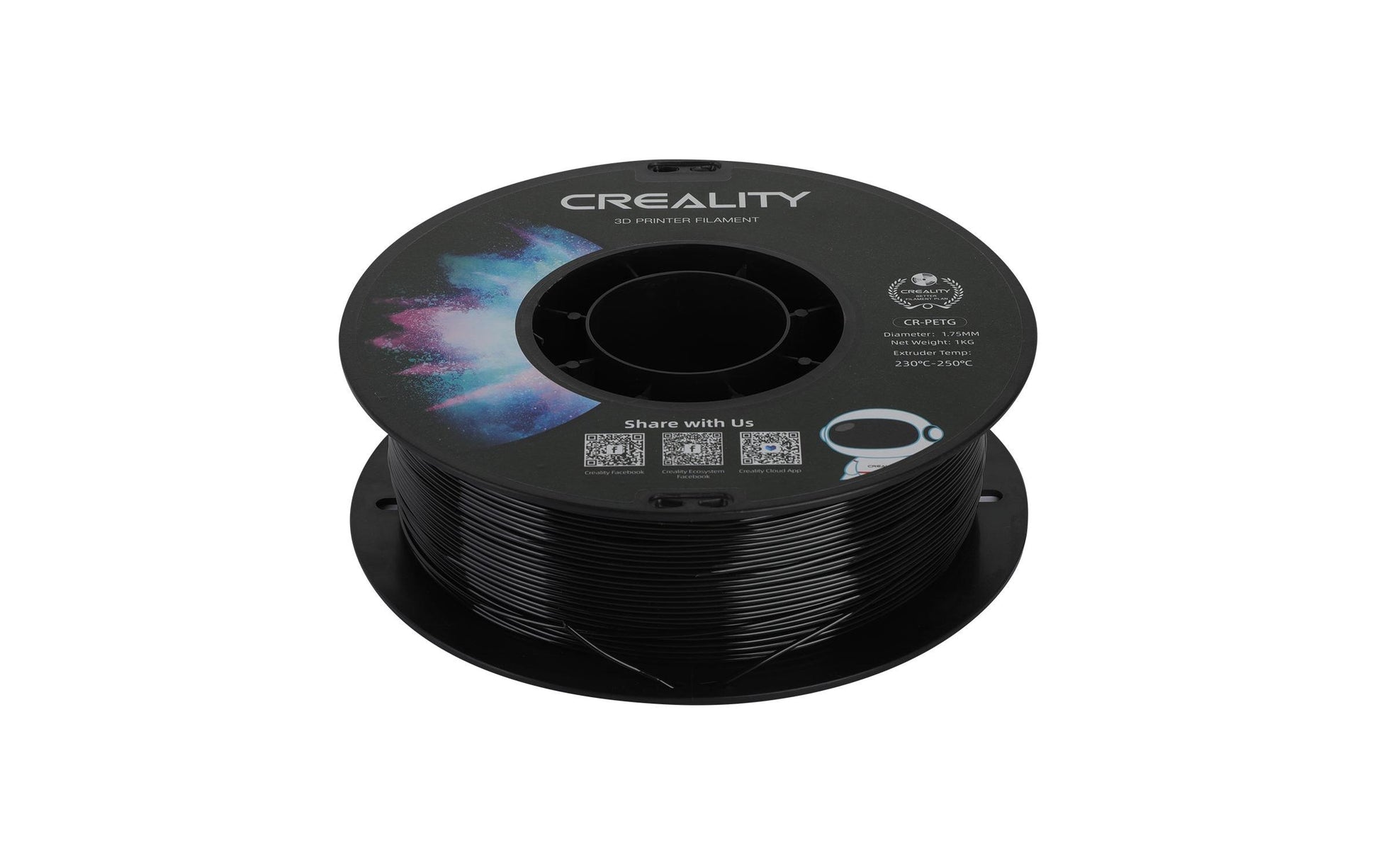 Creality 3D-Drucker-Filament PETG 1,75 mm Schwarz, 1 kg – für Creality 3D, FDM-3D-Drucker