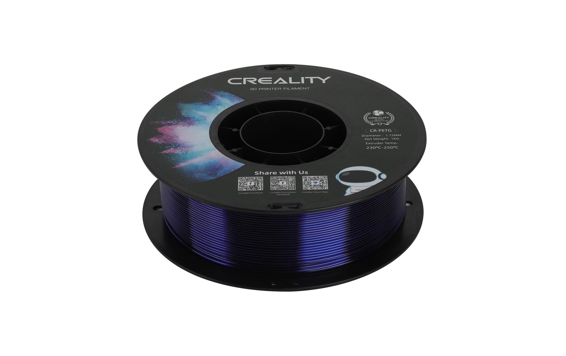 Creality 3D-Drucker-Filament PETG 1,75 mm Blau, Transparent, 1 kg – für Creality 3D