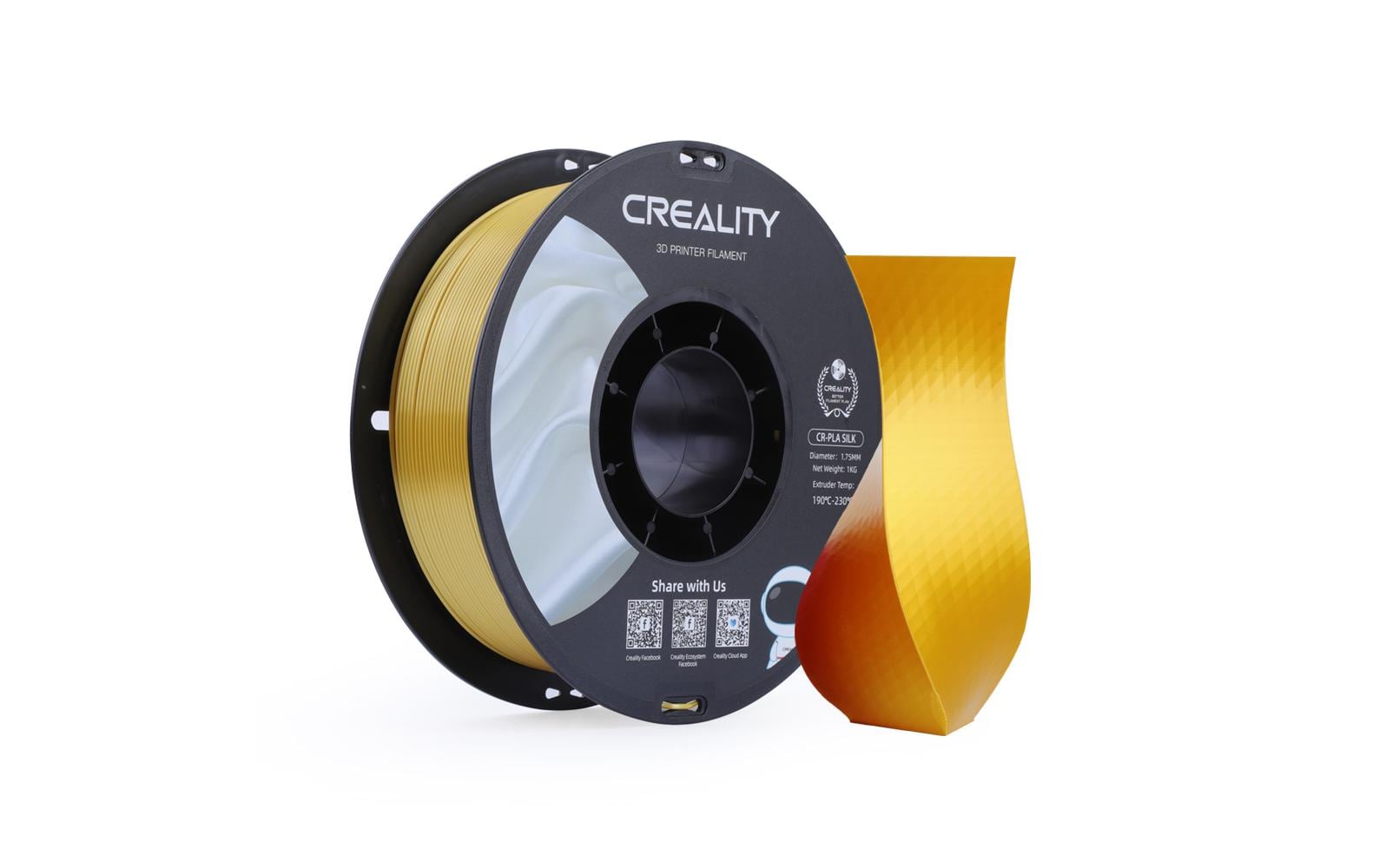 Creality 3D-Drucker-Filament Silk PLA 1,75 mm Gold, 1 kg – für FDM-3D-Drucker