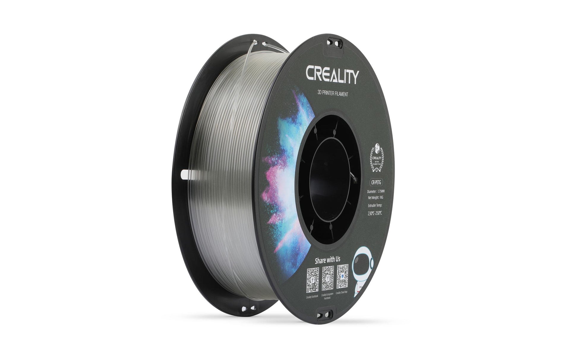 Creality 3D-Drucker-Filament PETG 1,75 mm Transparent, 1 kg – für FDM-3D-Drucker