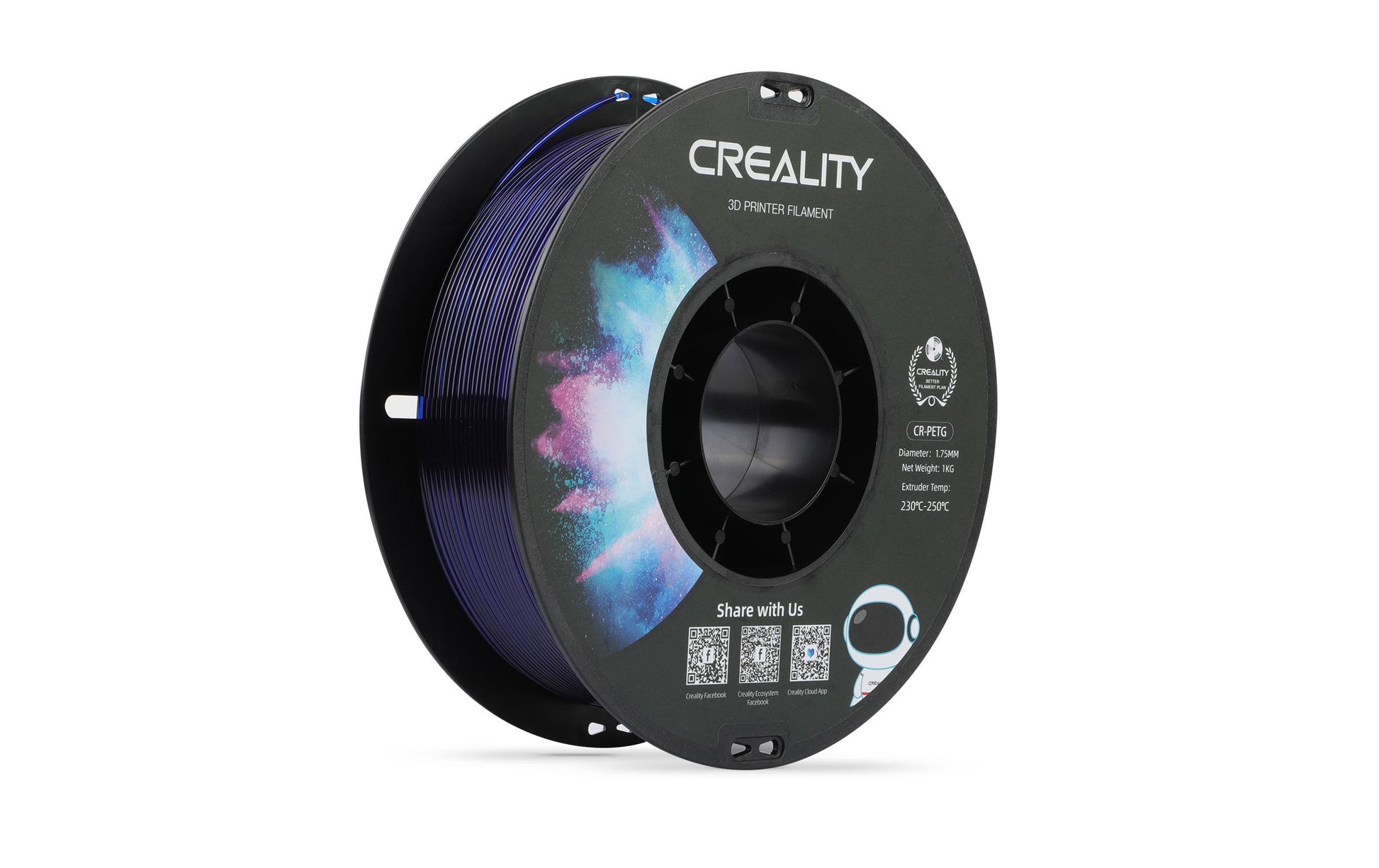 Creality 3D-Drucker-Filament PETG 1,75 mm Blau, Transparent, 1 kg – für Creality 3D