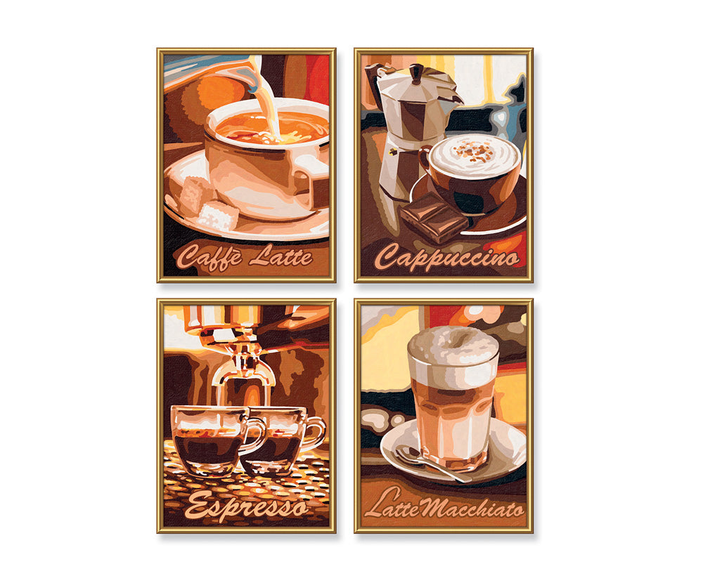Schipper Malen-nach-Zahlen-Set – Kaffeepause – 4-teilig, je 18 × 24 cm – ab 8 Jahren