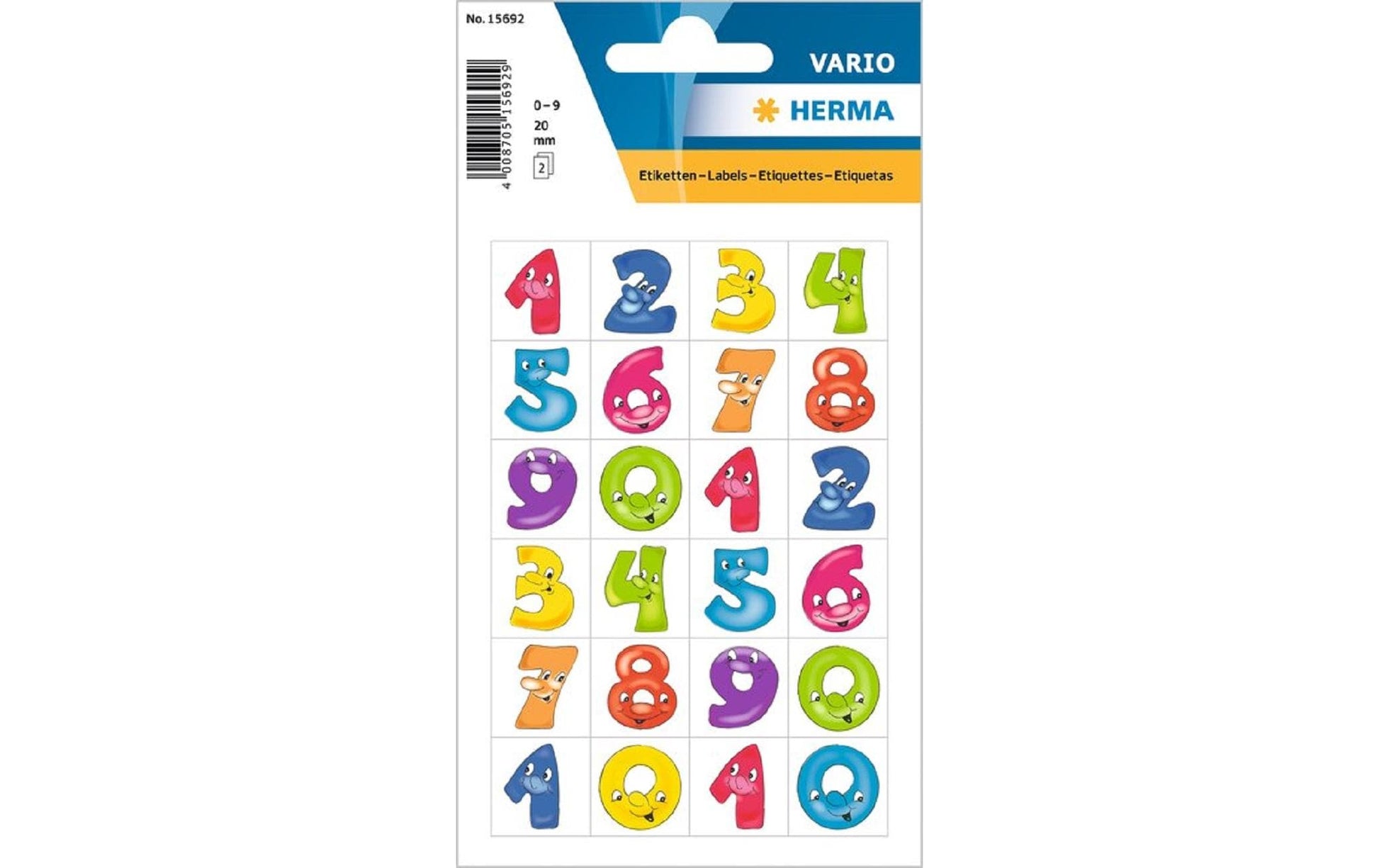 HERMA Vario Schmucketiketten – Motiv Zahlen – Papier, 48 Stk, 2 Bogen